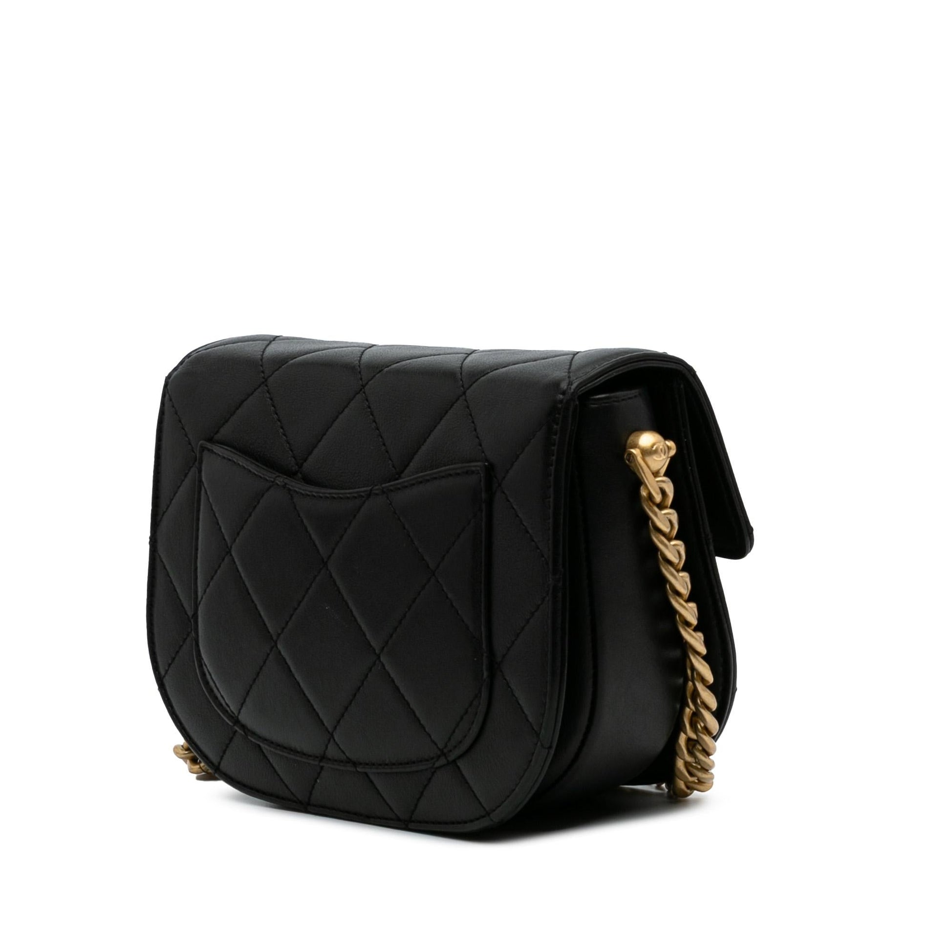 Chanel CC Quilted Calfskin Round Moon Messenger Bag Messenger Flap