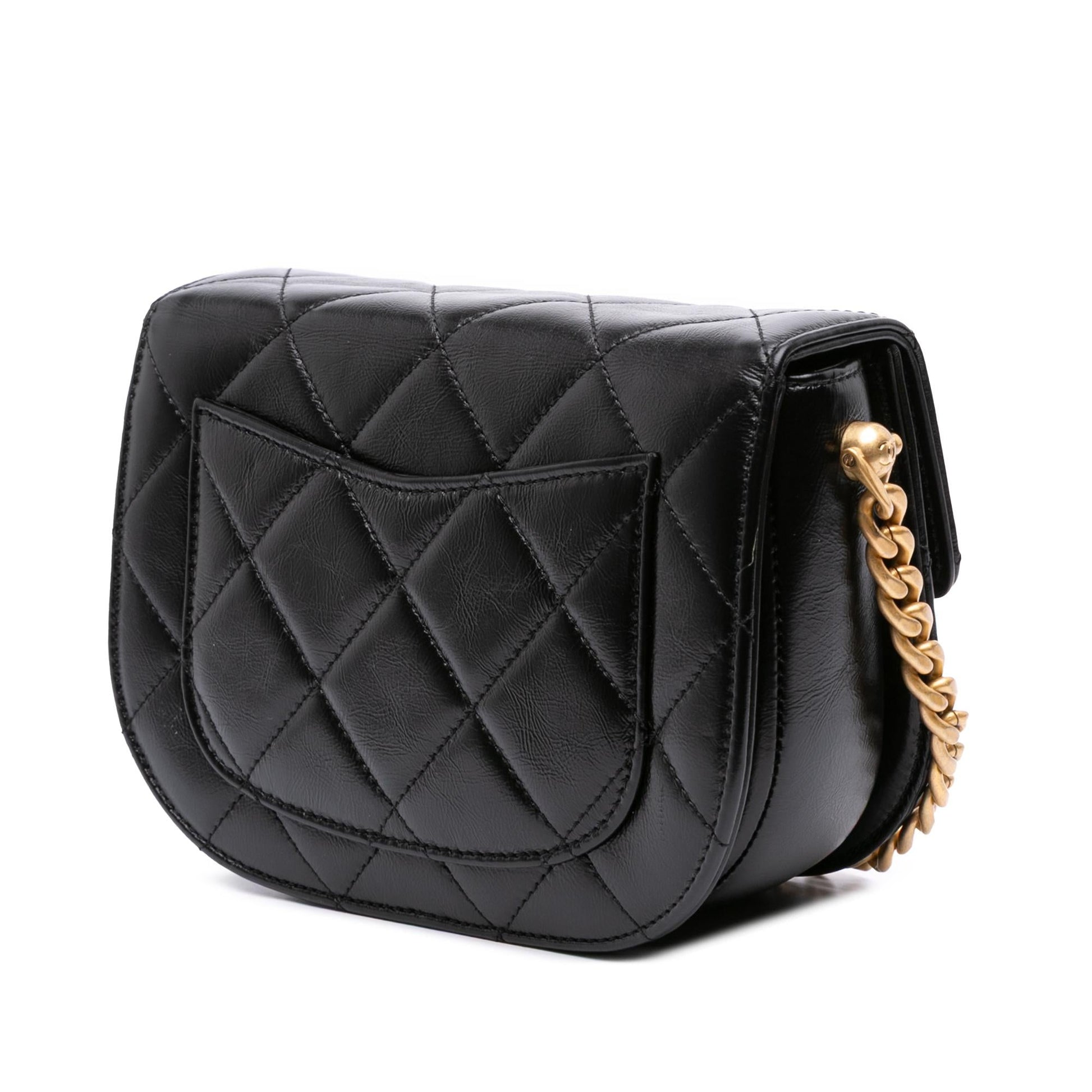 Chanel CC Quilted Calfskin Round Moon Messenger Bag Flap 2