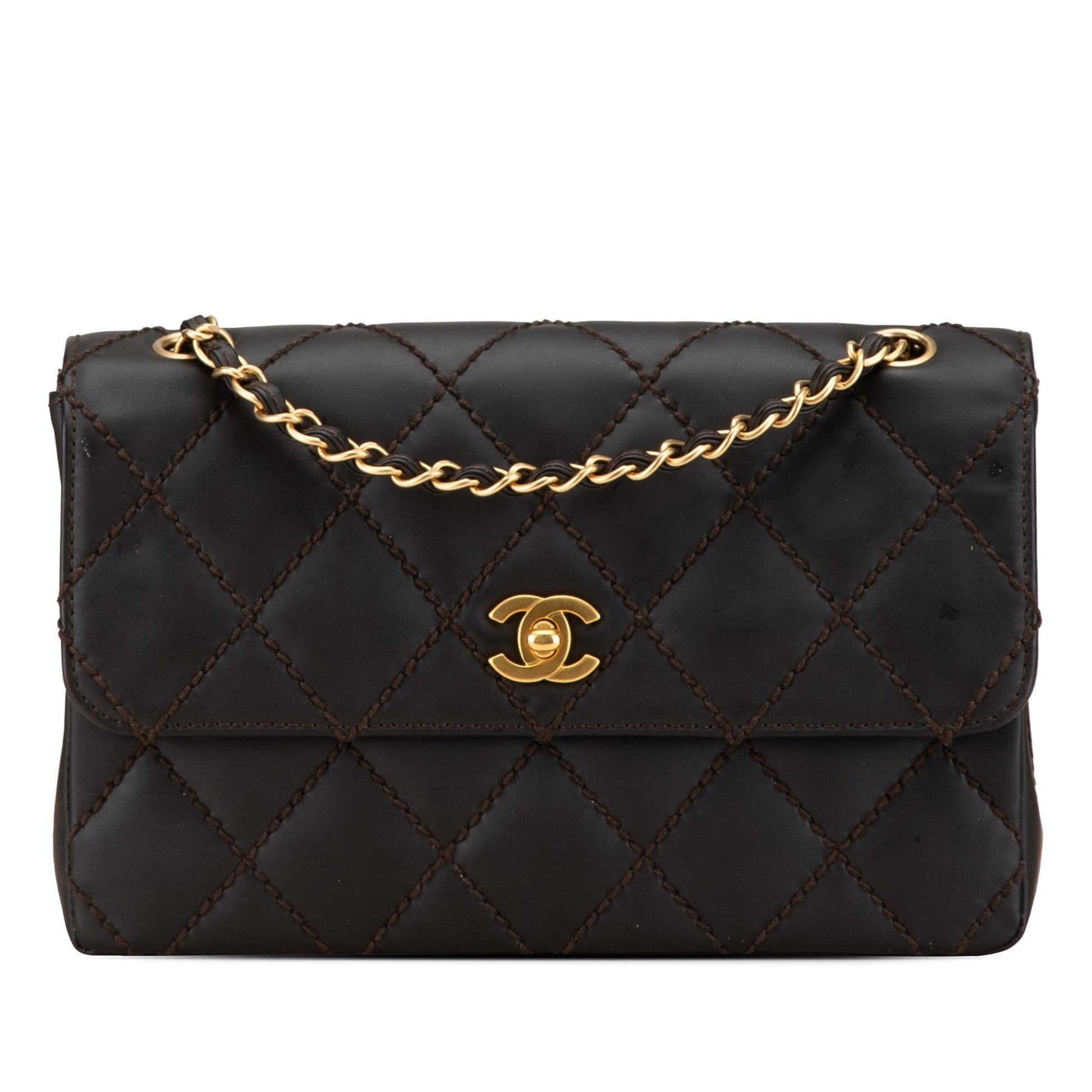Chanel CC Quilted Calfskin Wild Stitch Flap Handbag