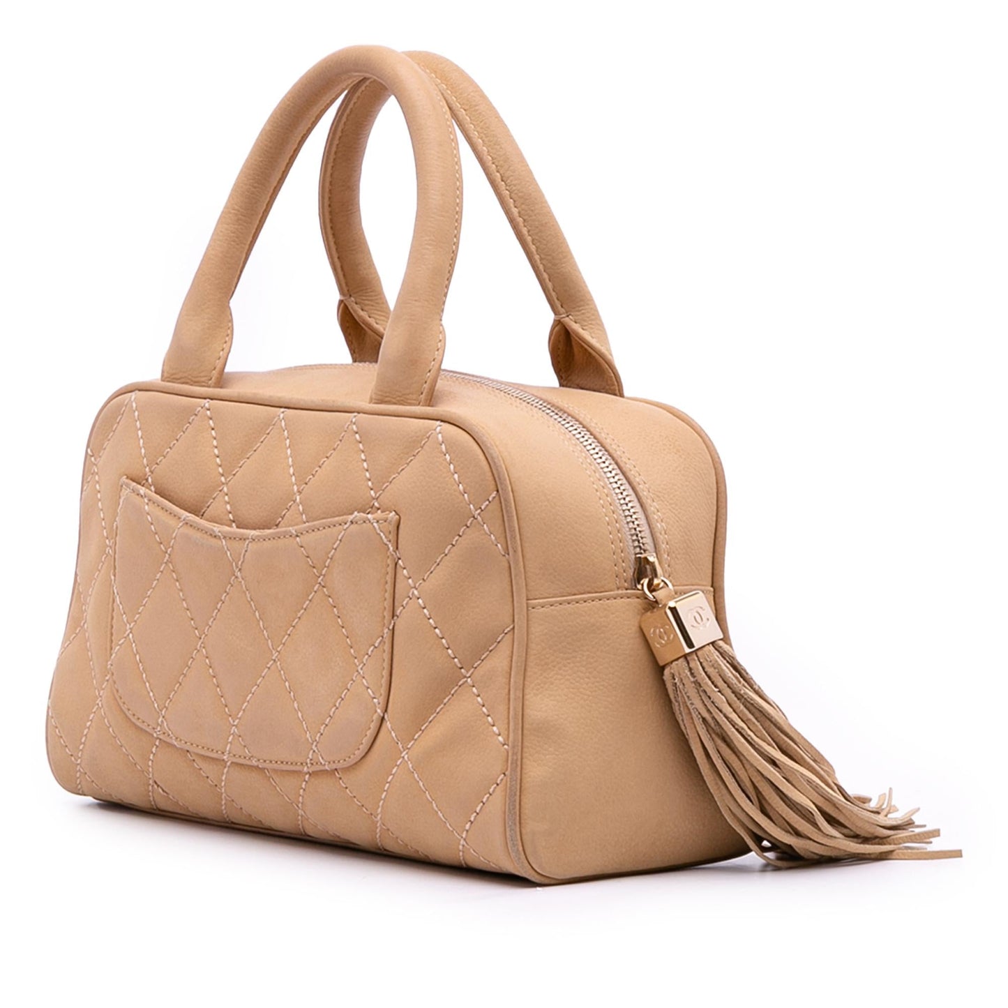 Chanel CC Quilted Caviar Bowling Handbag Bag 1