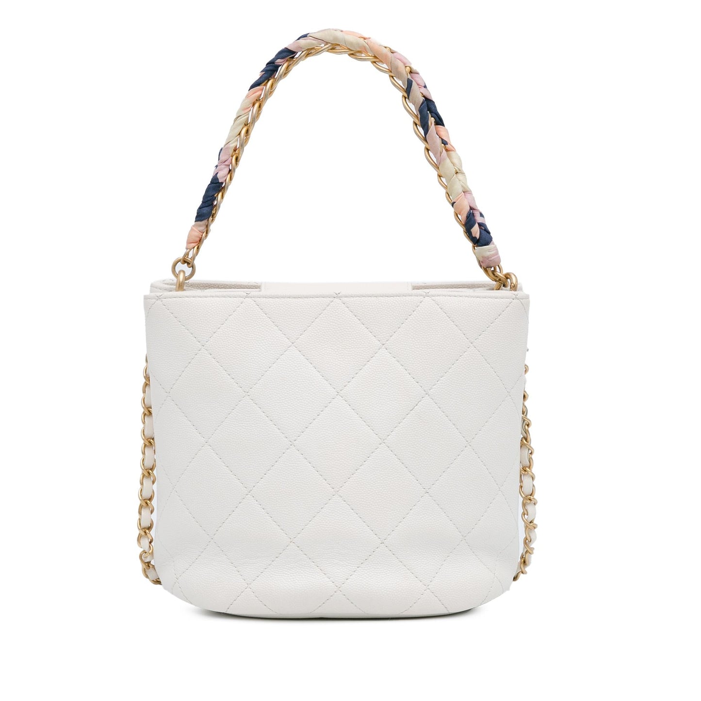 Chanel CC Quilted Caviar Scarf Handle Bucket