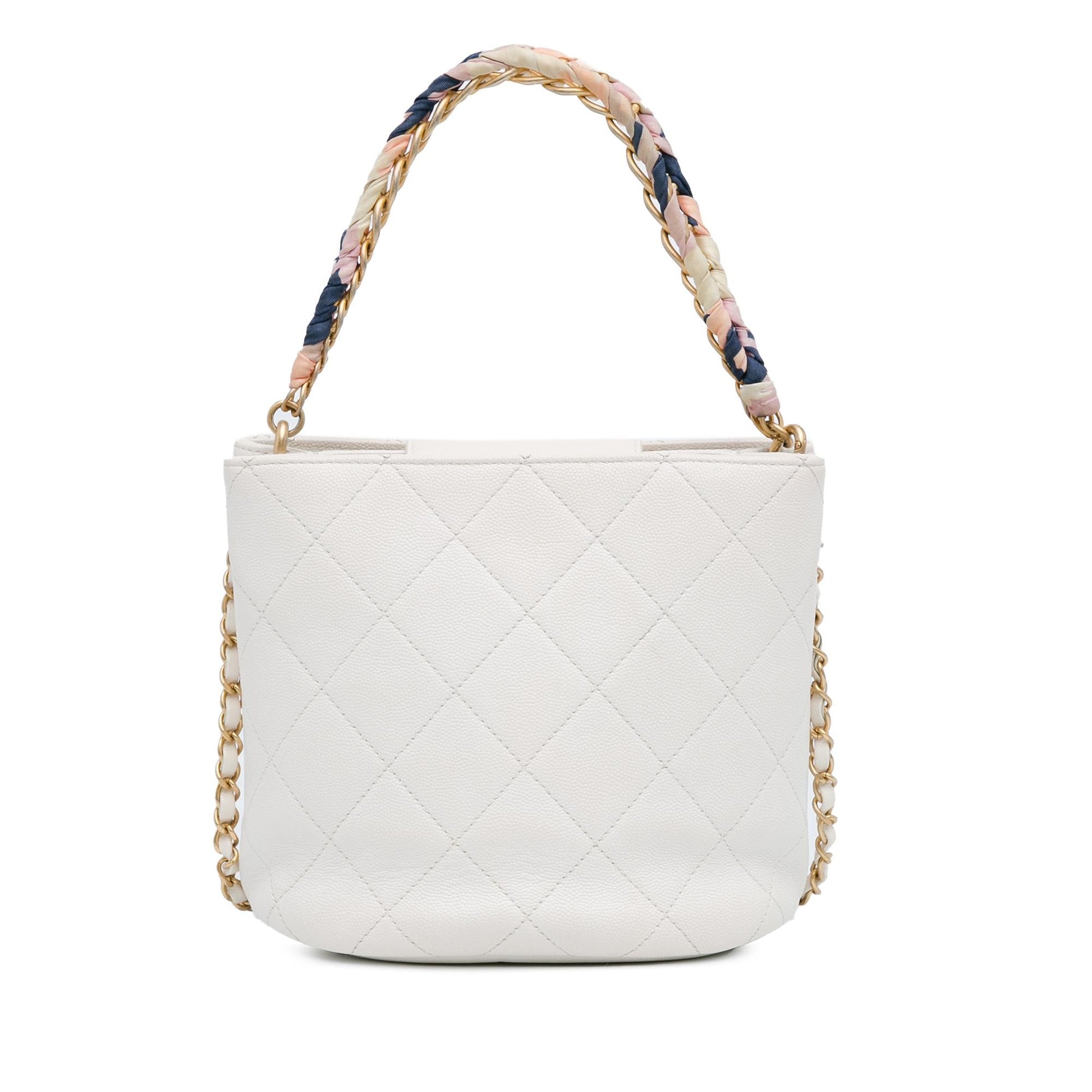 Chanel CC Quilted Caviar Chain Scarf Handle Bucket Bag (SHG-AuAIp1)