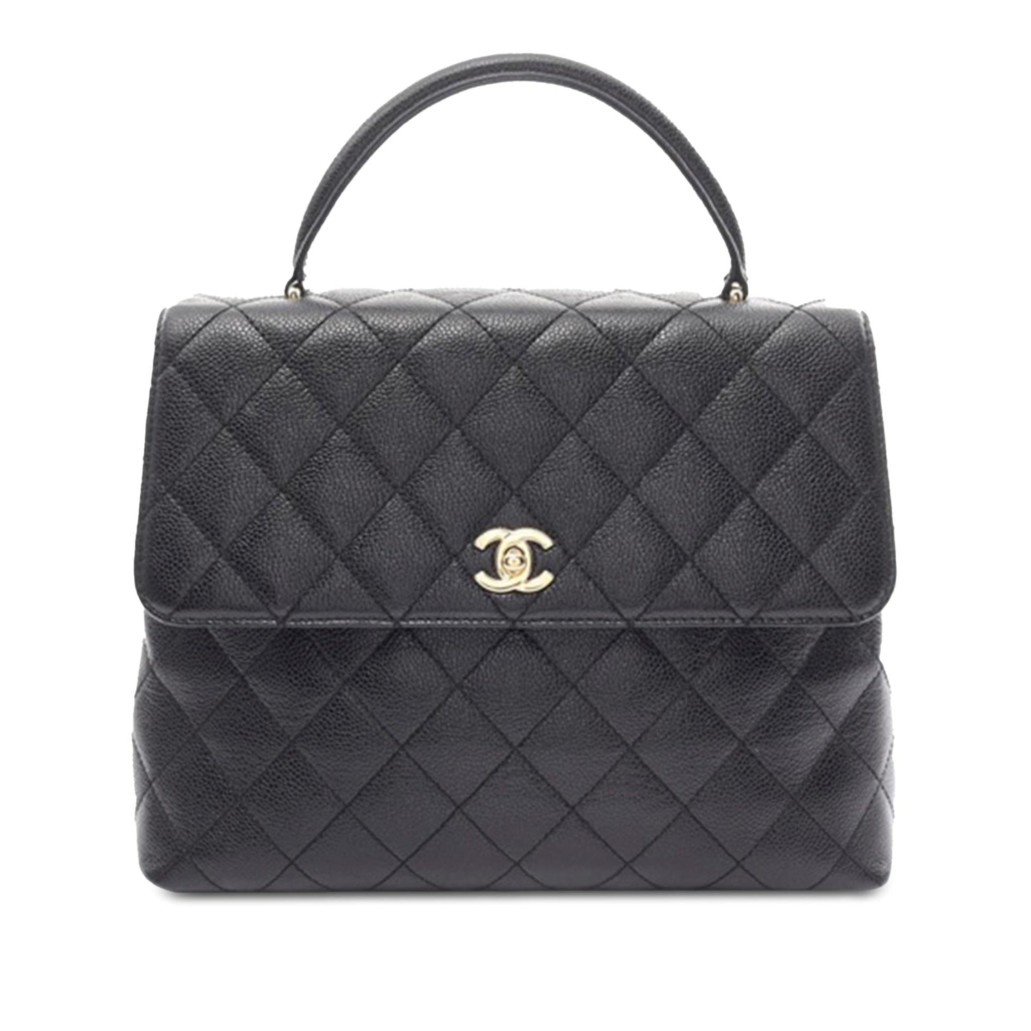 Chanel CC Quilted Caviar Kelly Top Handle Handbag