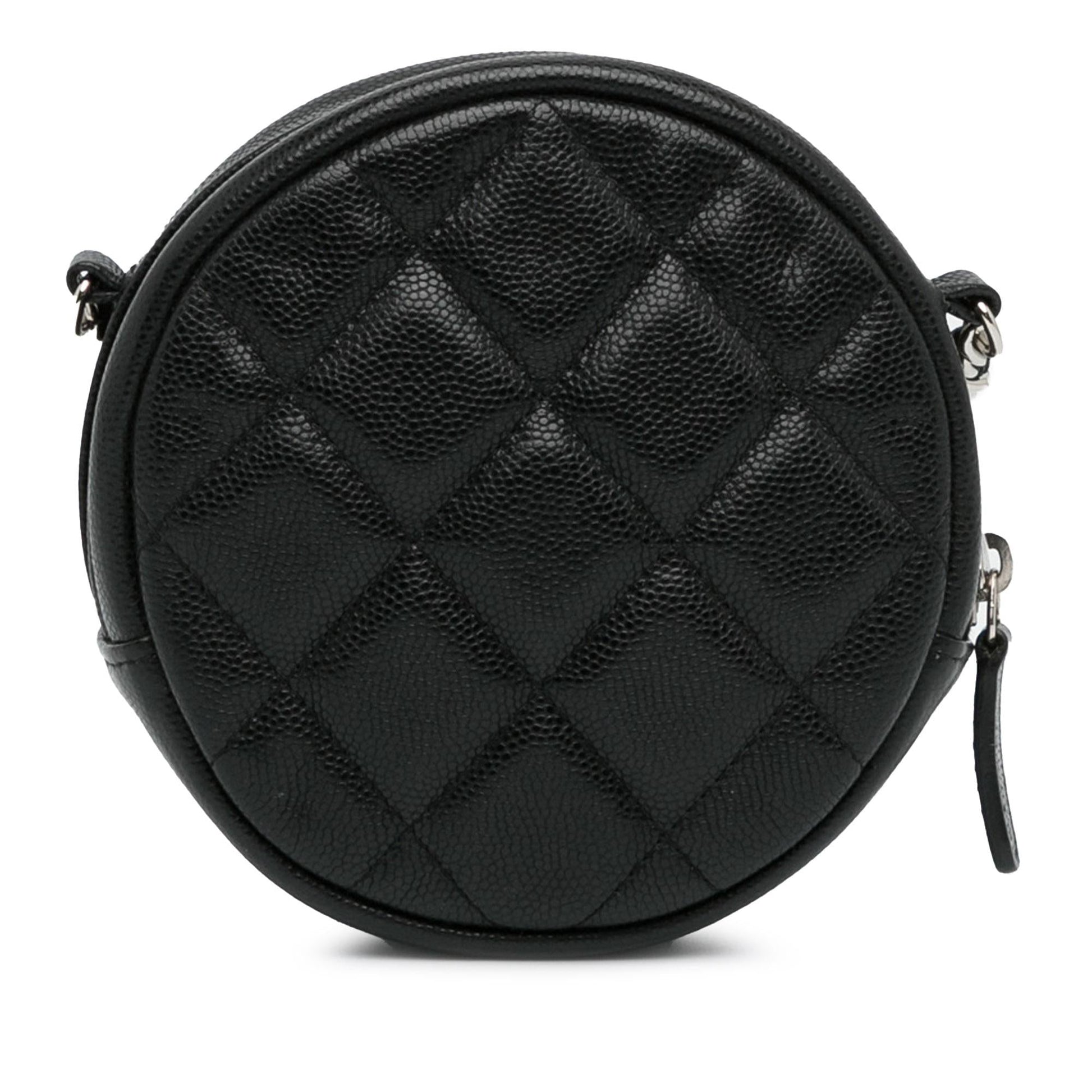 Chanel CC Quilted Caviar Round Clutch With Chain (SHG-Zm82jl)