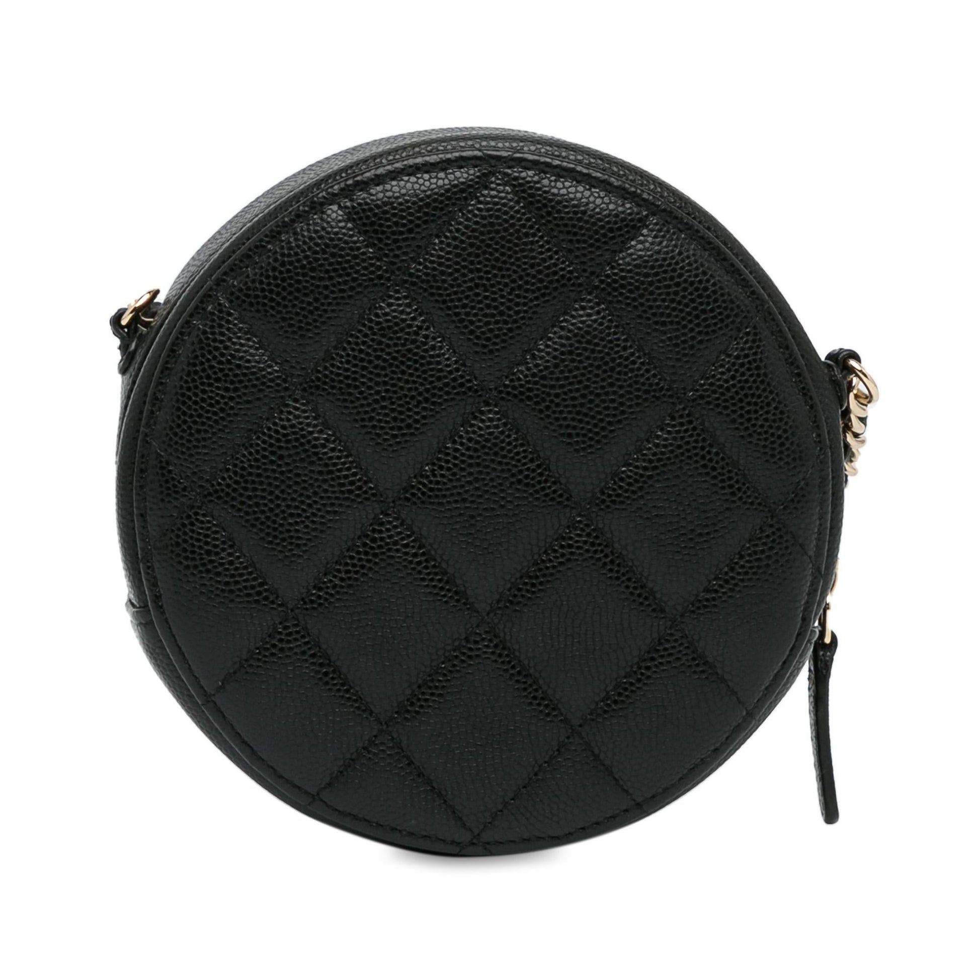 Chanel CC Quilted Caviar Round Clutch With Chain (SHG-ov2ka3)