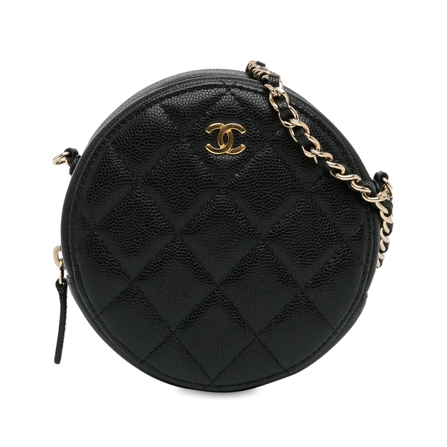 Chanel CC Quilted Caviar Round SHG-ov2ka3 Clutch Bag