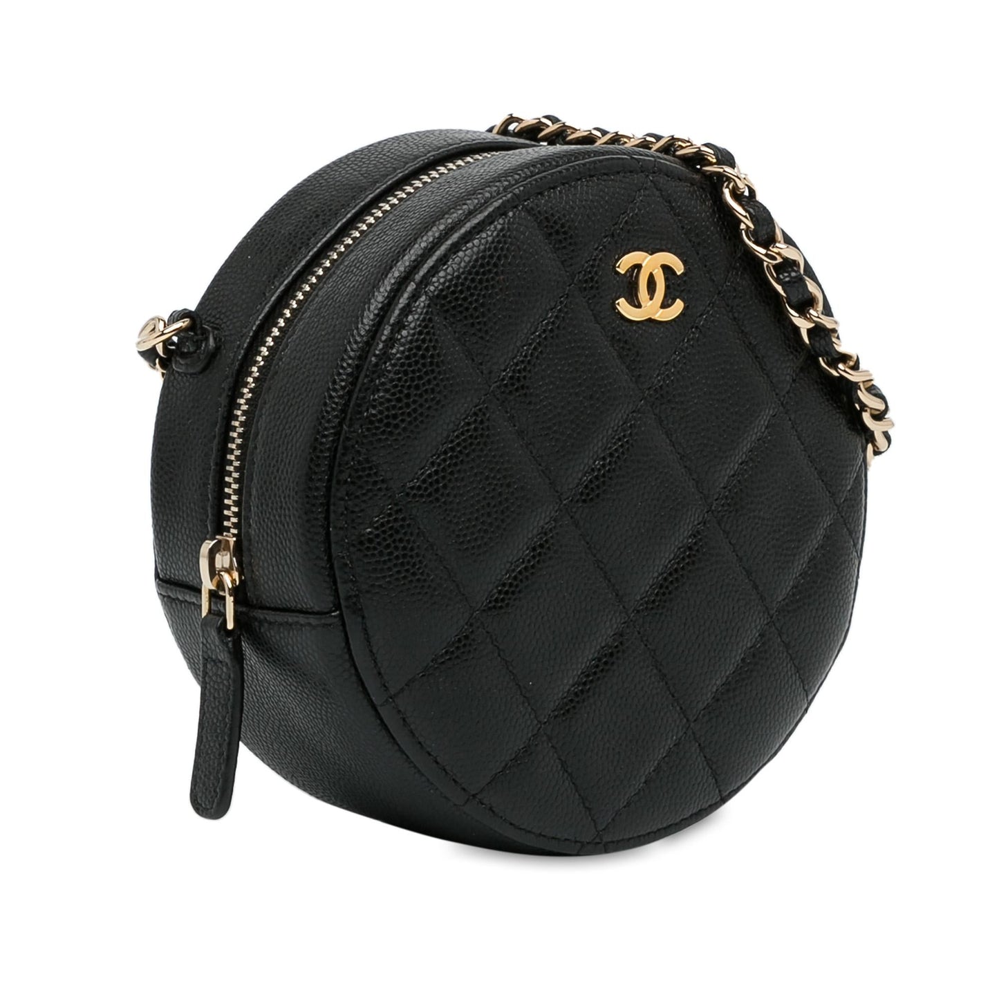 Chanel CC Quilted Caviar Round SHG-ov2ka3 Clutch Bag
