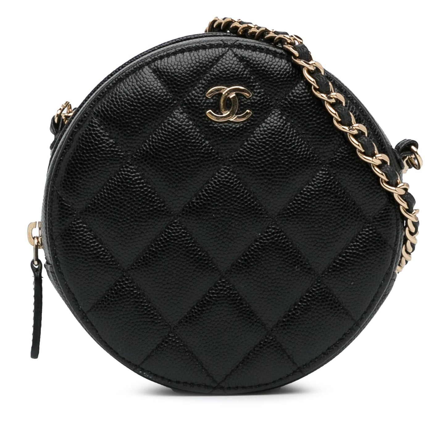 Chanel CC Quilted Caviar Round SHG-QNFerj Clutch Bag