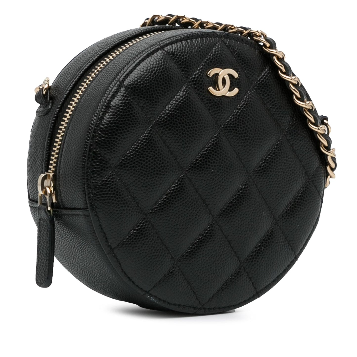 Chanel CC Quilted Caviar Round SHG-QNFerj Clutch Bag