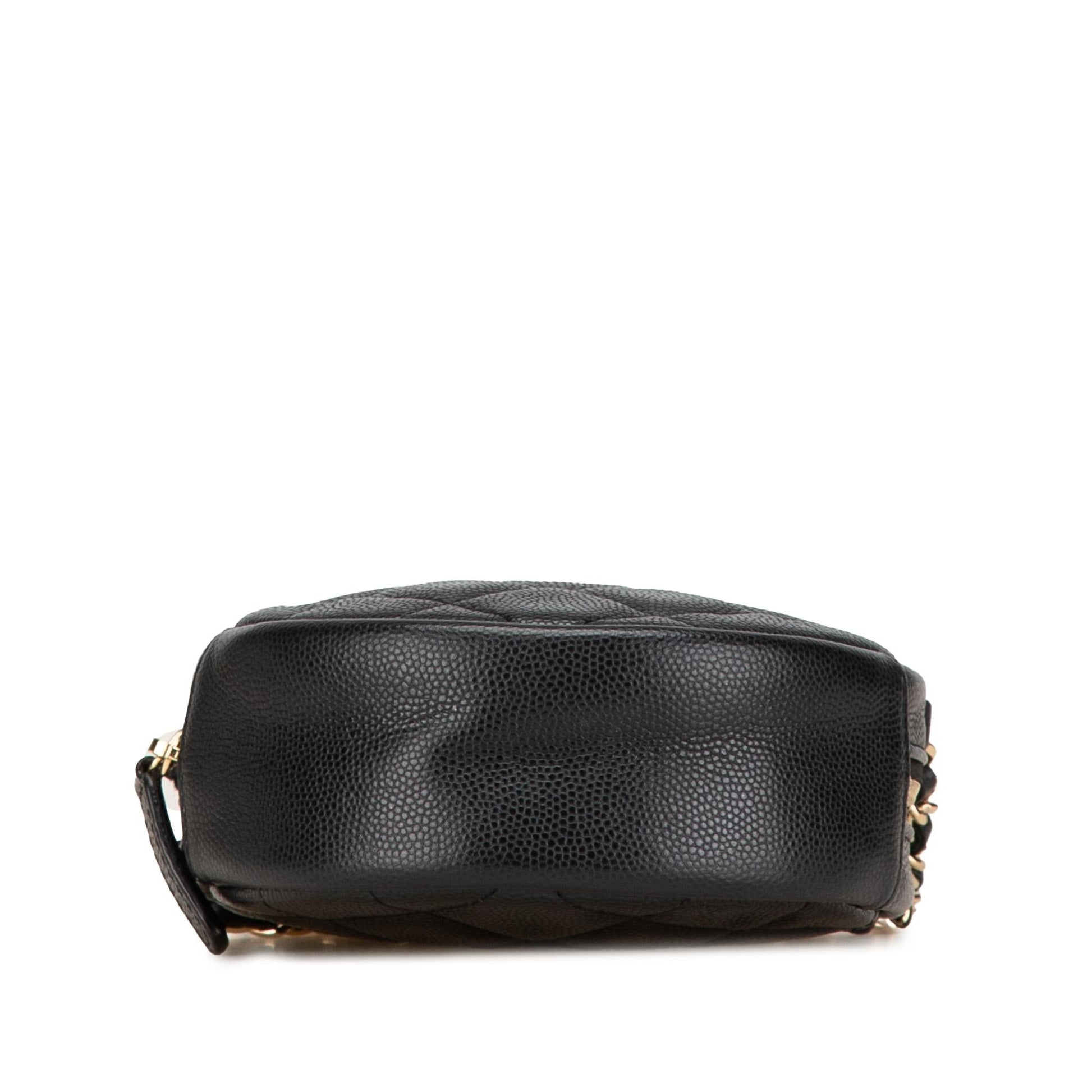 Chanel CC Quilted Caviar Round Clutch Bag