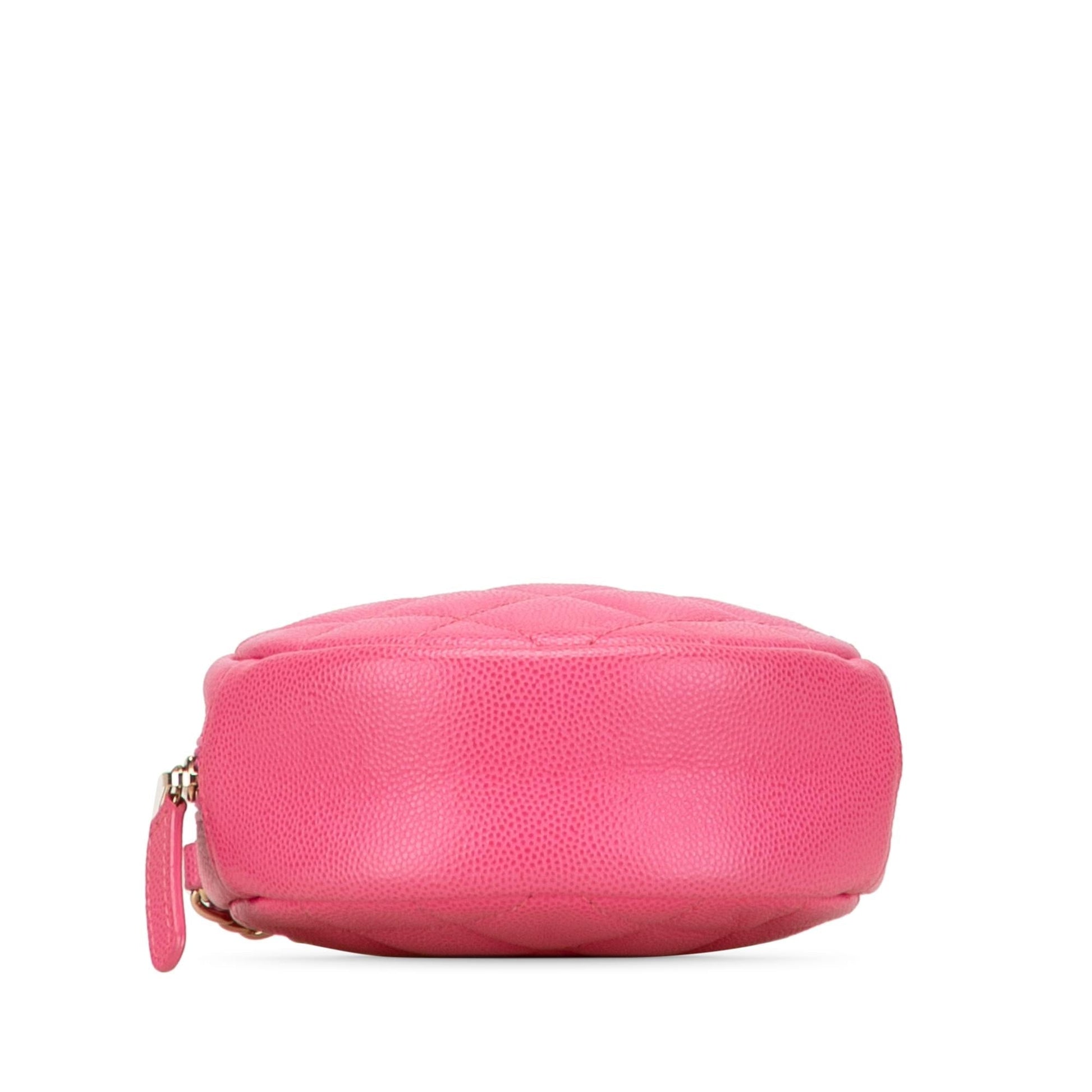 Chanel CC Quilted Caviar Round Clutch Bag Chain 1