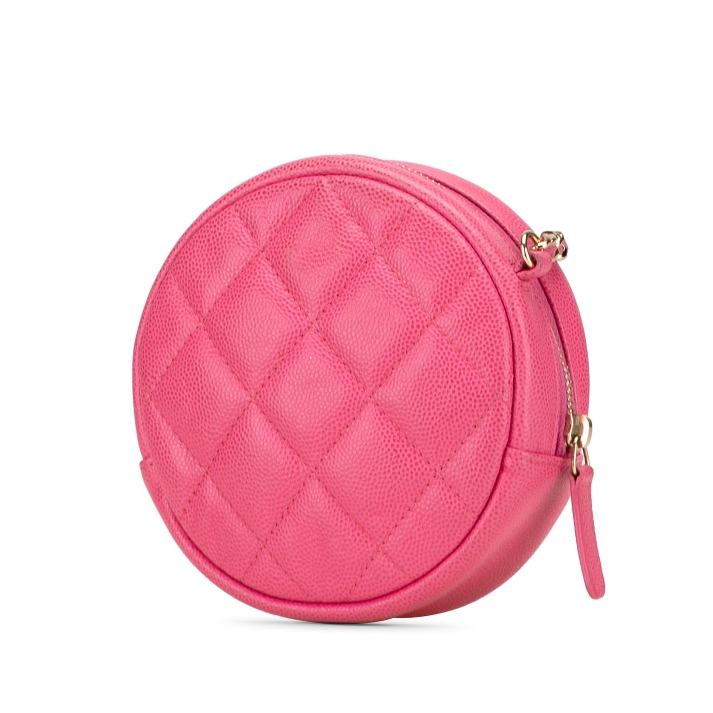Chanel CC Quilted Caviar Round Clutch Bag Chain 1