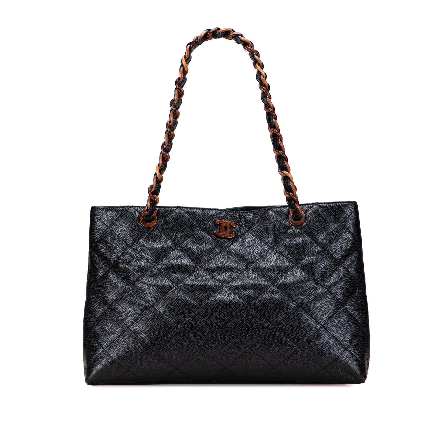 Chanel CC Quilted Caviar Tortoise Tote Bag