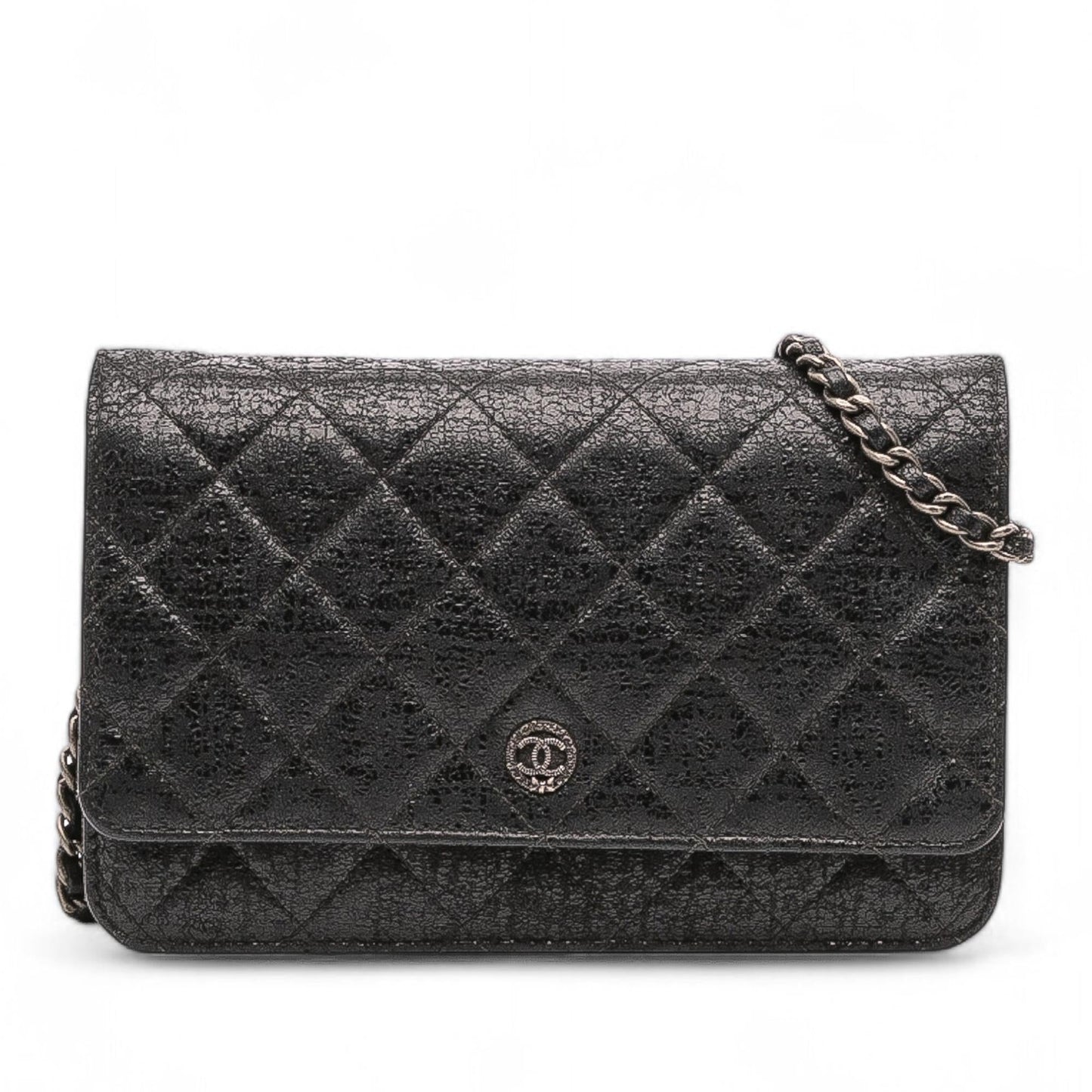 Chanel CC Quilted Crinkled Calfskin On Wallet Case
