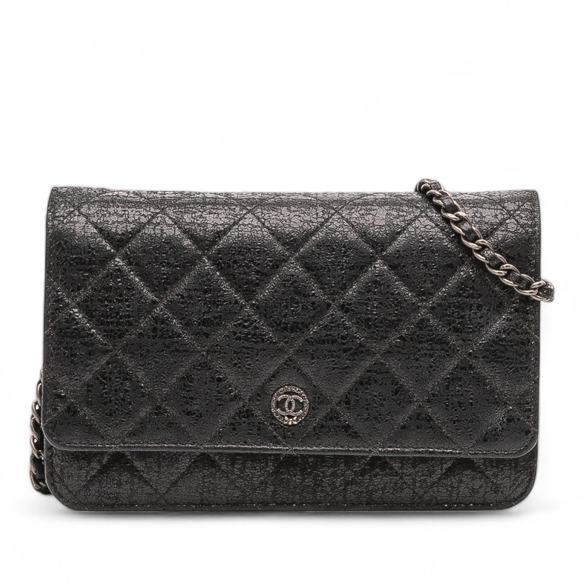 Chanel CC Quilted Crinkled Calfskin On Wallet Case