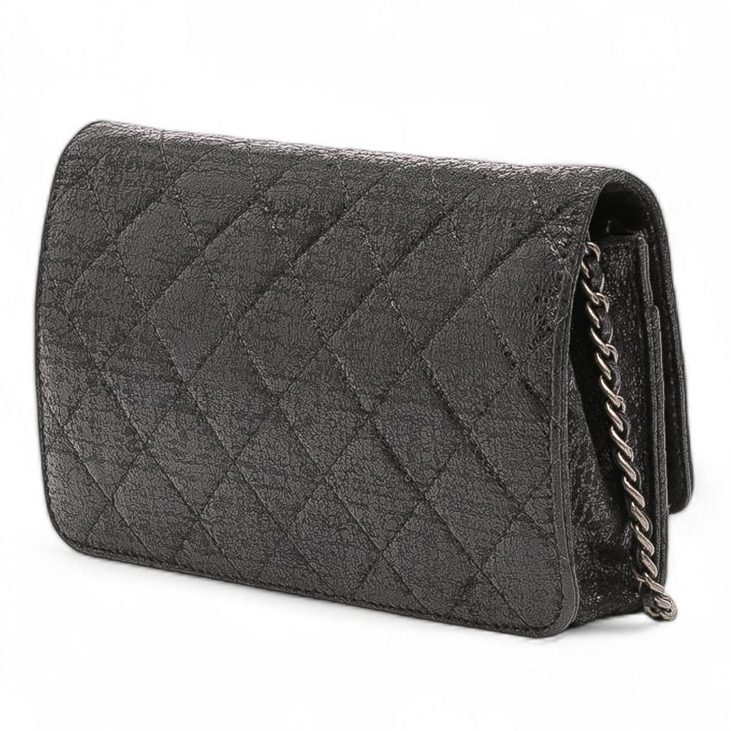 Chanel CC Quilted Crinkled Calfskin On Wallet Case