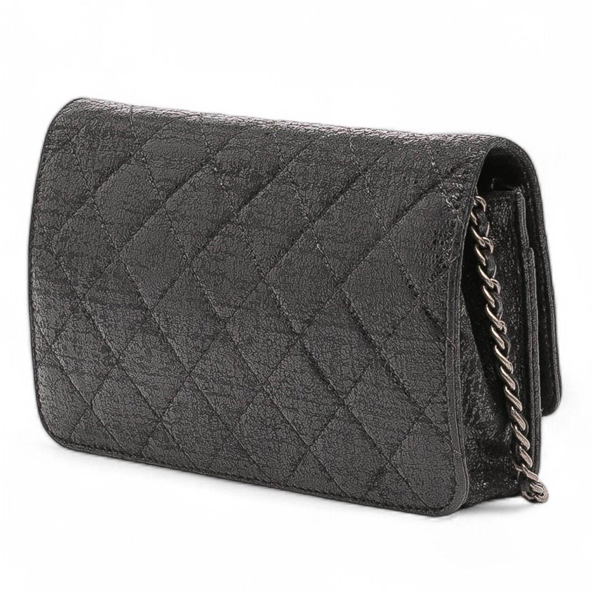 Chanel CC Quilted Crinkled Calfskin On Wallet Case