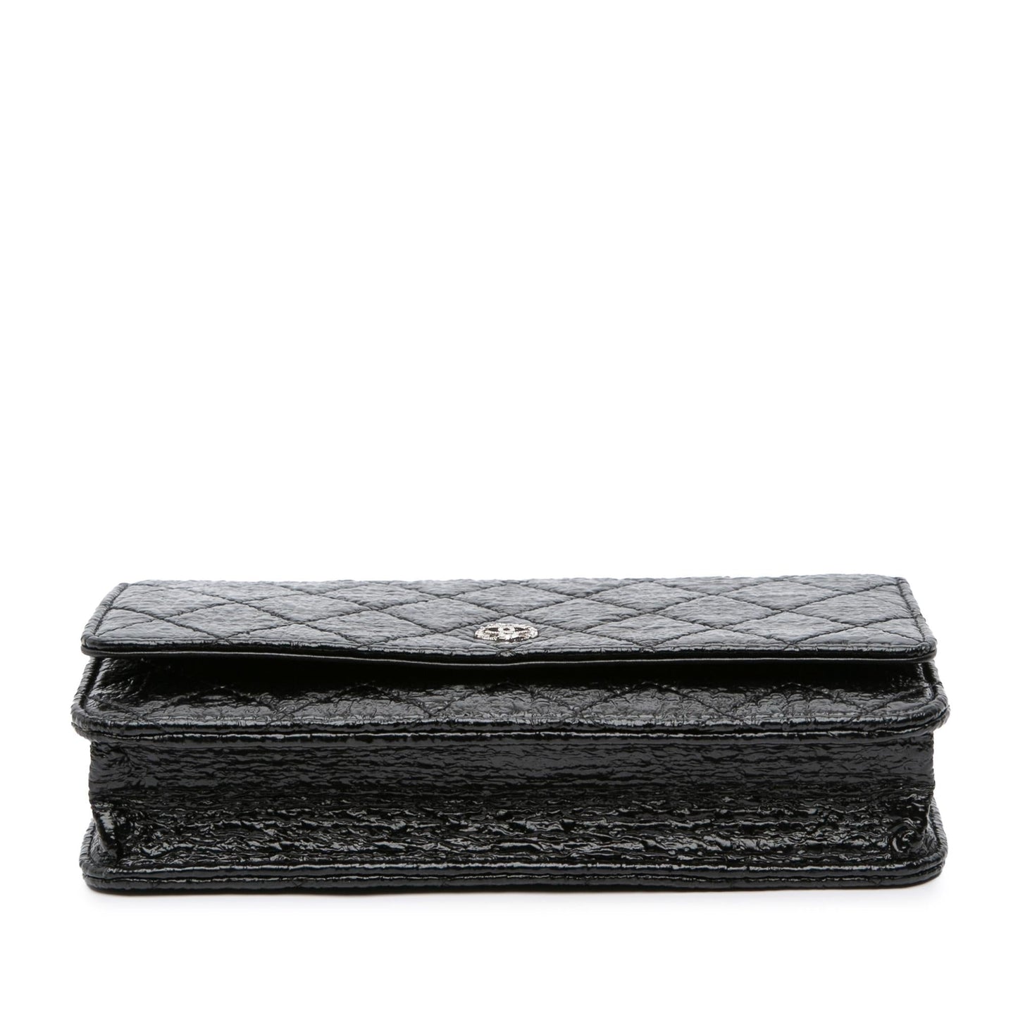 Chanel CC Quilted Crinkled Patent On Wallet Case