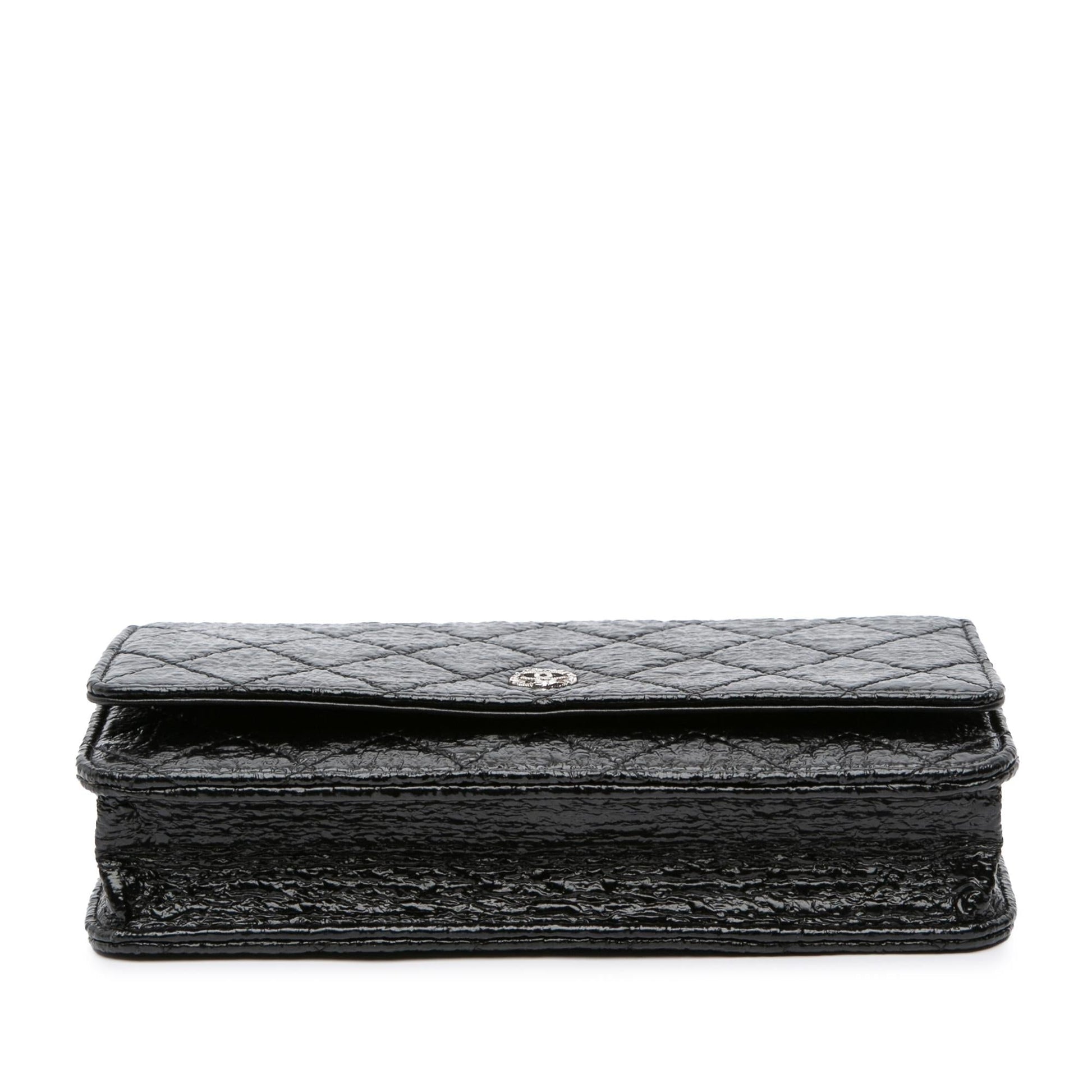 Chanel CC Quilted Crinkled Patent On Wallet Case