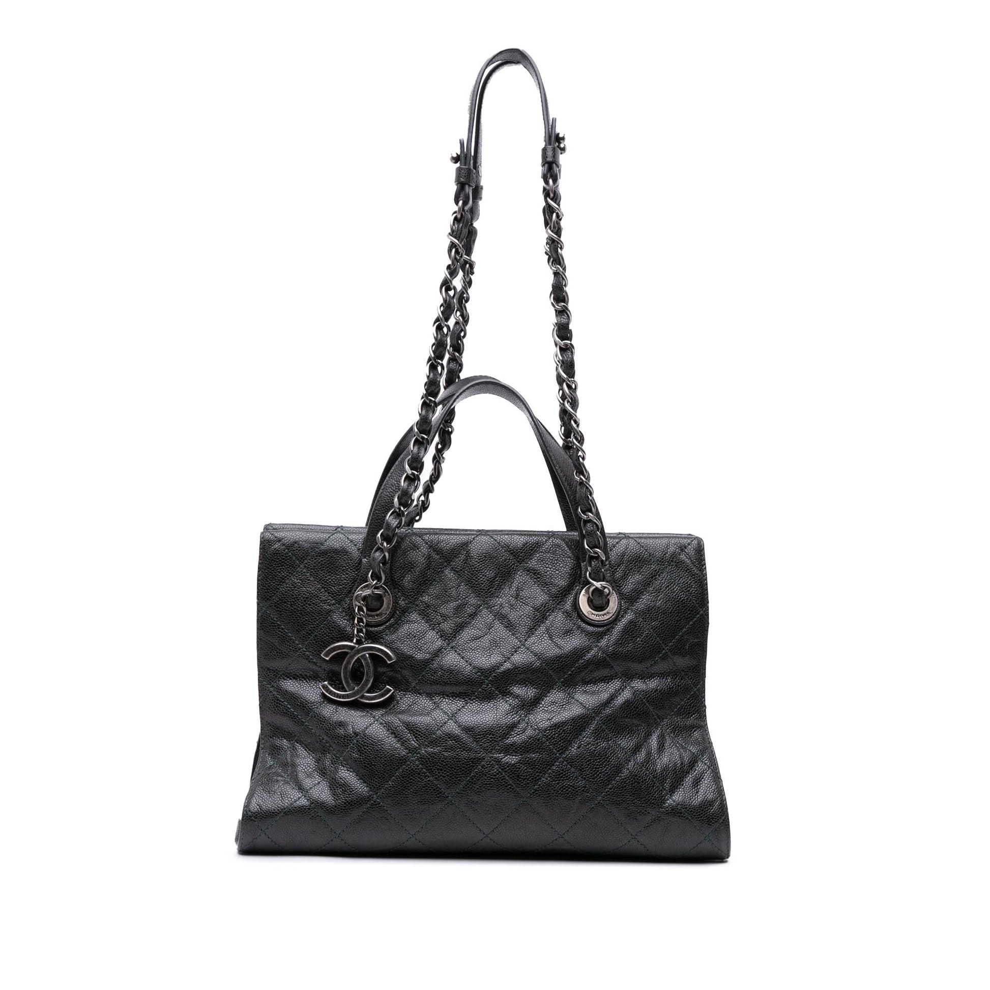 Chanel CC Quilted Crumpled Caviar Crave Tote Bag