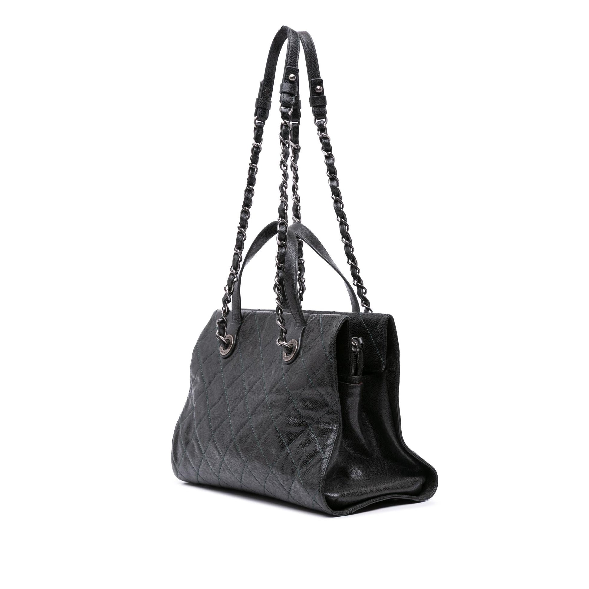 Chanel CC Quilted Crumpled Caviar Crave Tote Bag