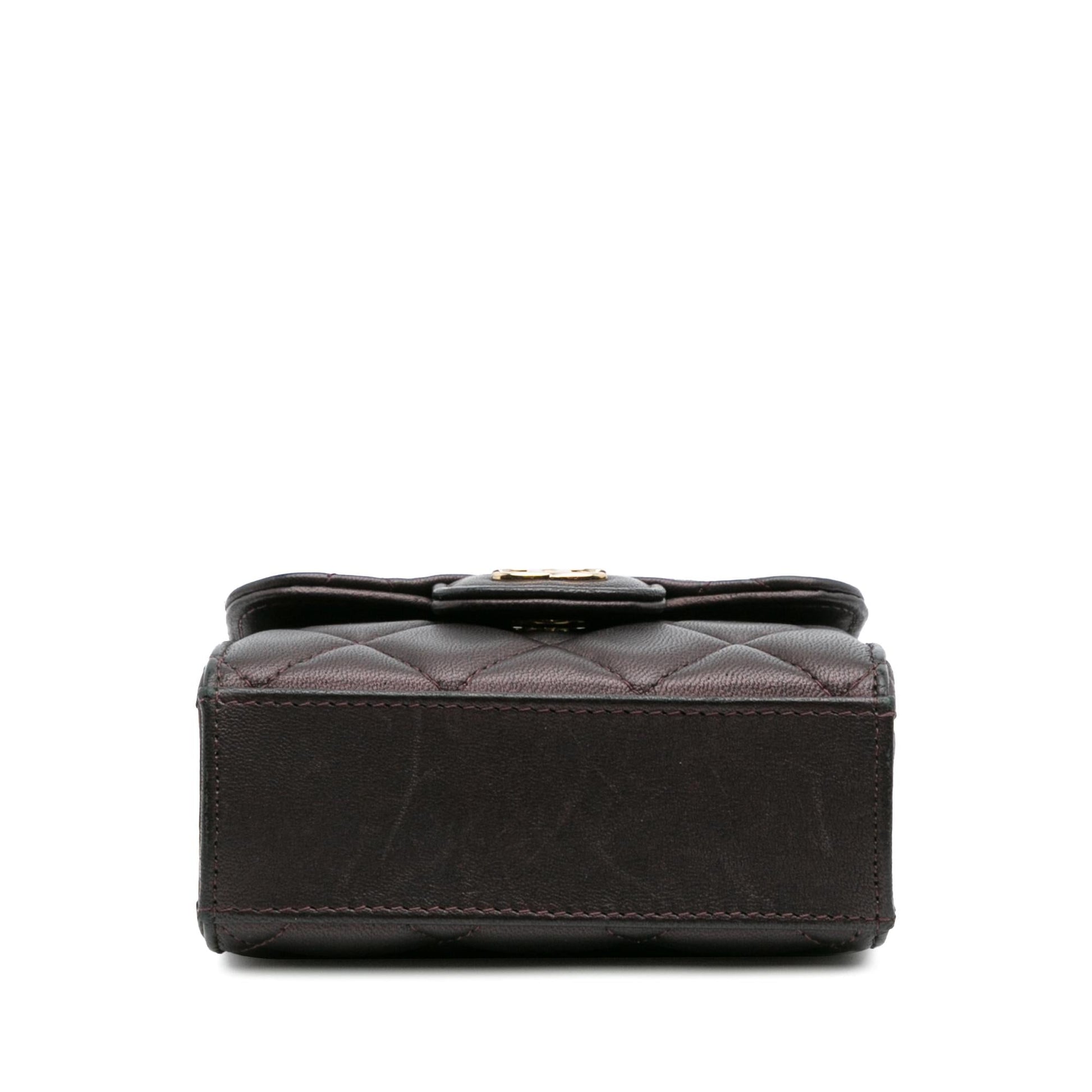 Chanel CC Quilted Iridescent Lambskin Top Handle Clutch Bag