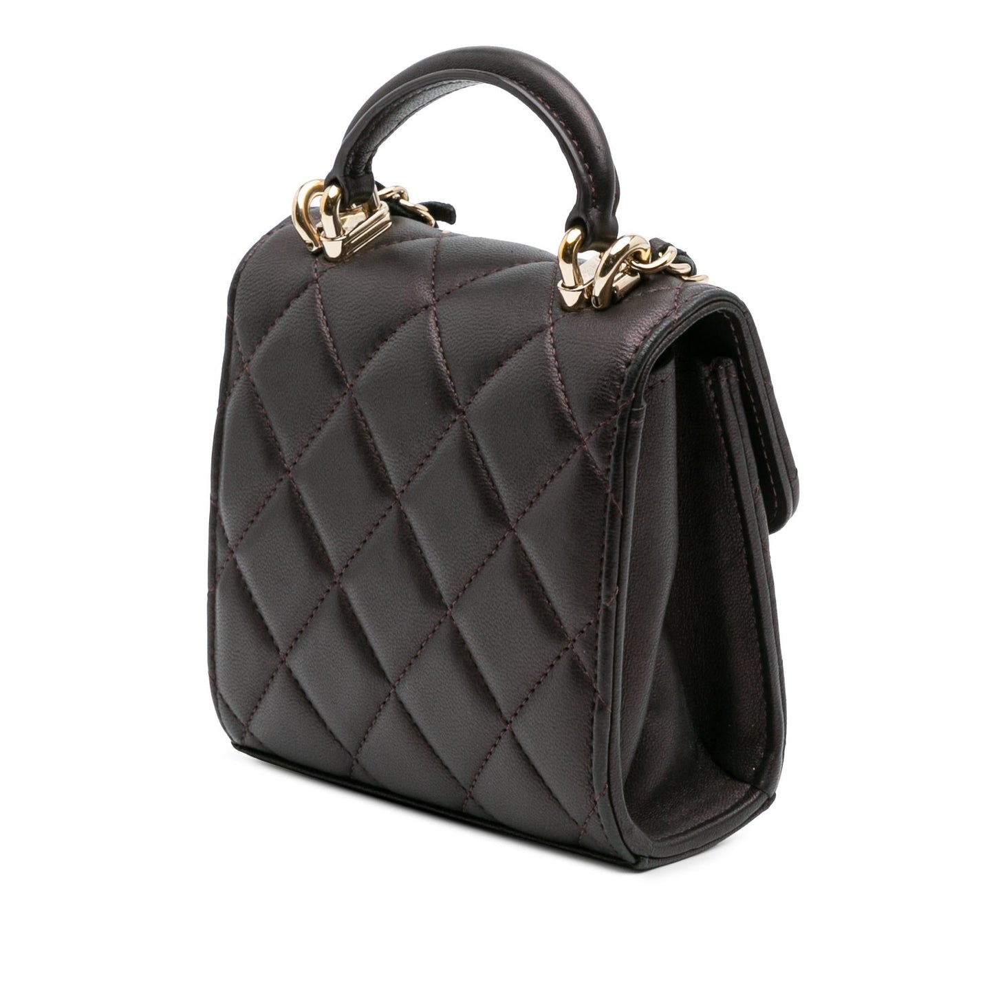 Chanel CC Quilted Iridescent Lambskin Top Handle Clutch Bag