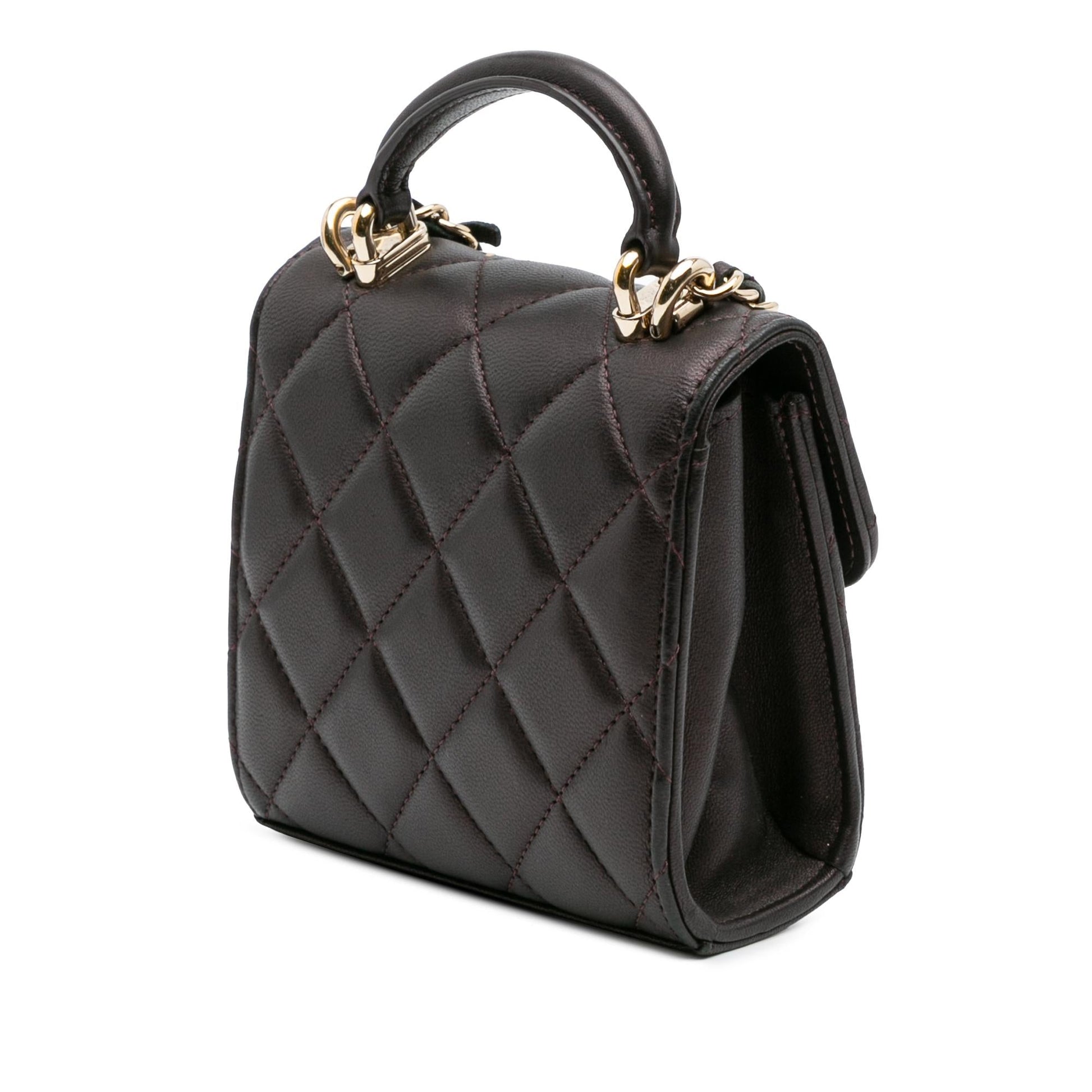 Chanel CC Quilted Iridescent Lambskin Top Handle Clutch Bag