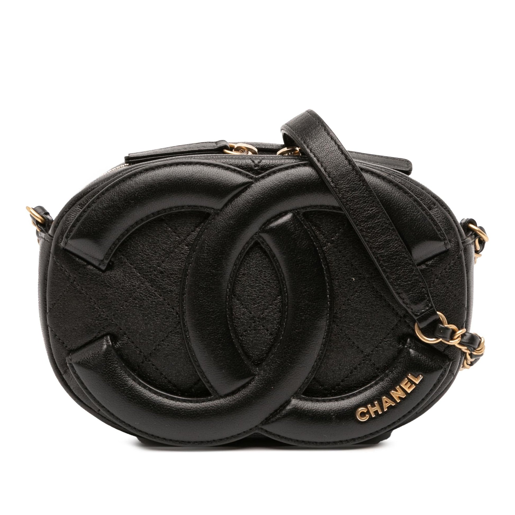 Chanel CC Quilted Lambskin Coco Midnight Camera Crossbody Bag