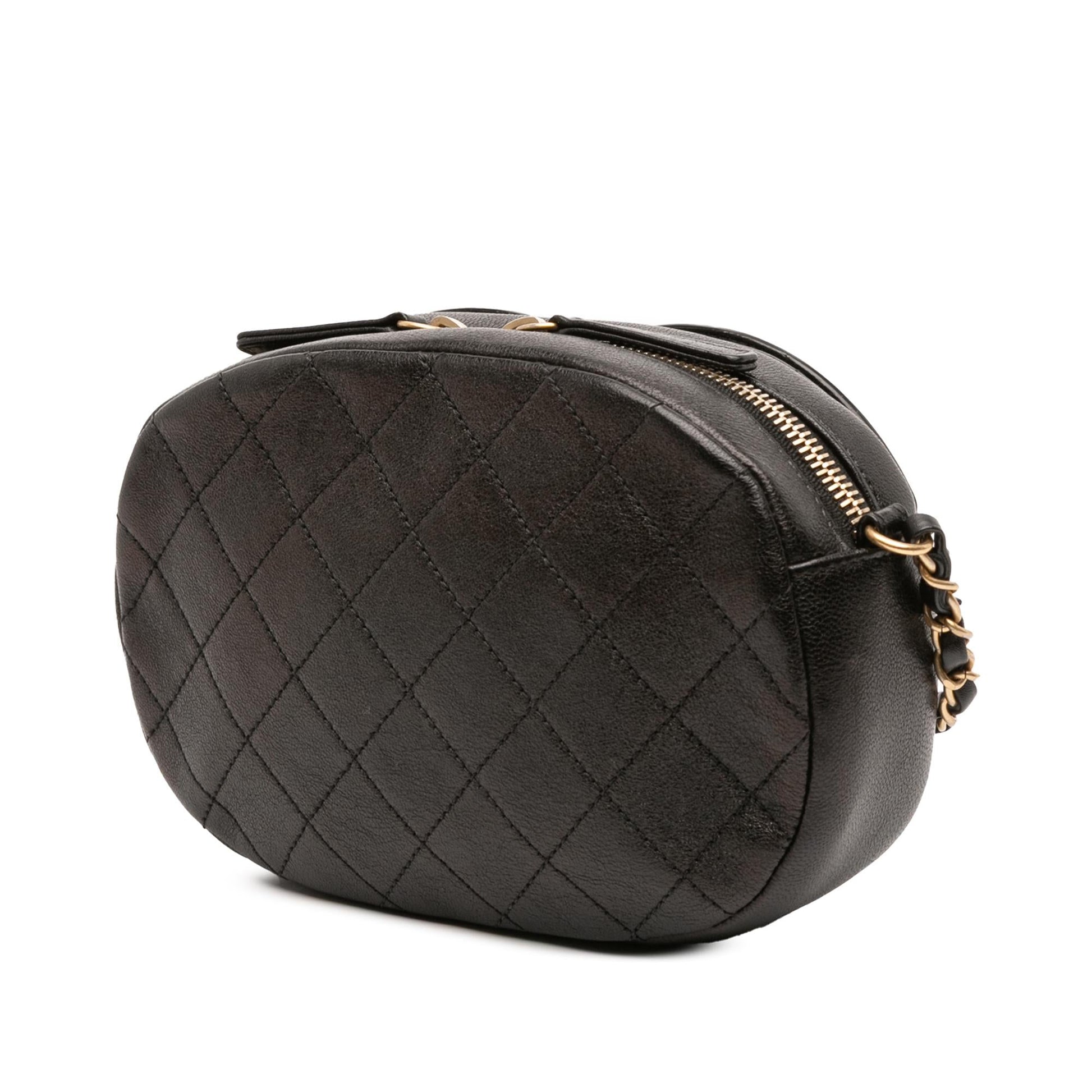 Chanel CC Quilted Lambskin Coco Midnight Camera Crossbody Bag