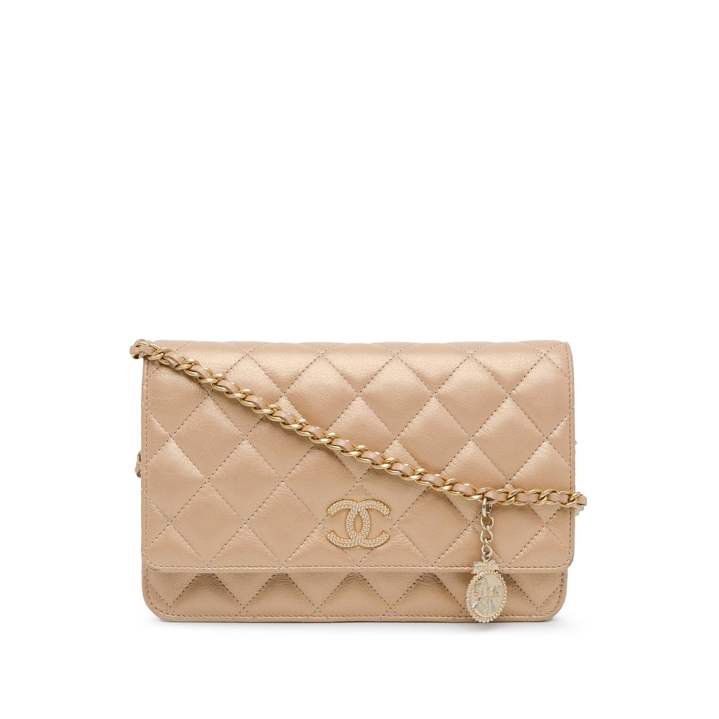 Chanel CC Quilted Lambskin Coin Charm on Key Chain