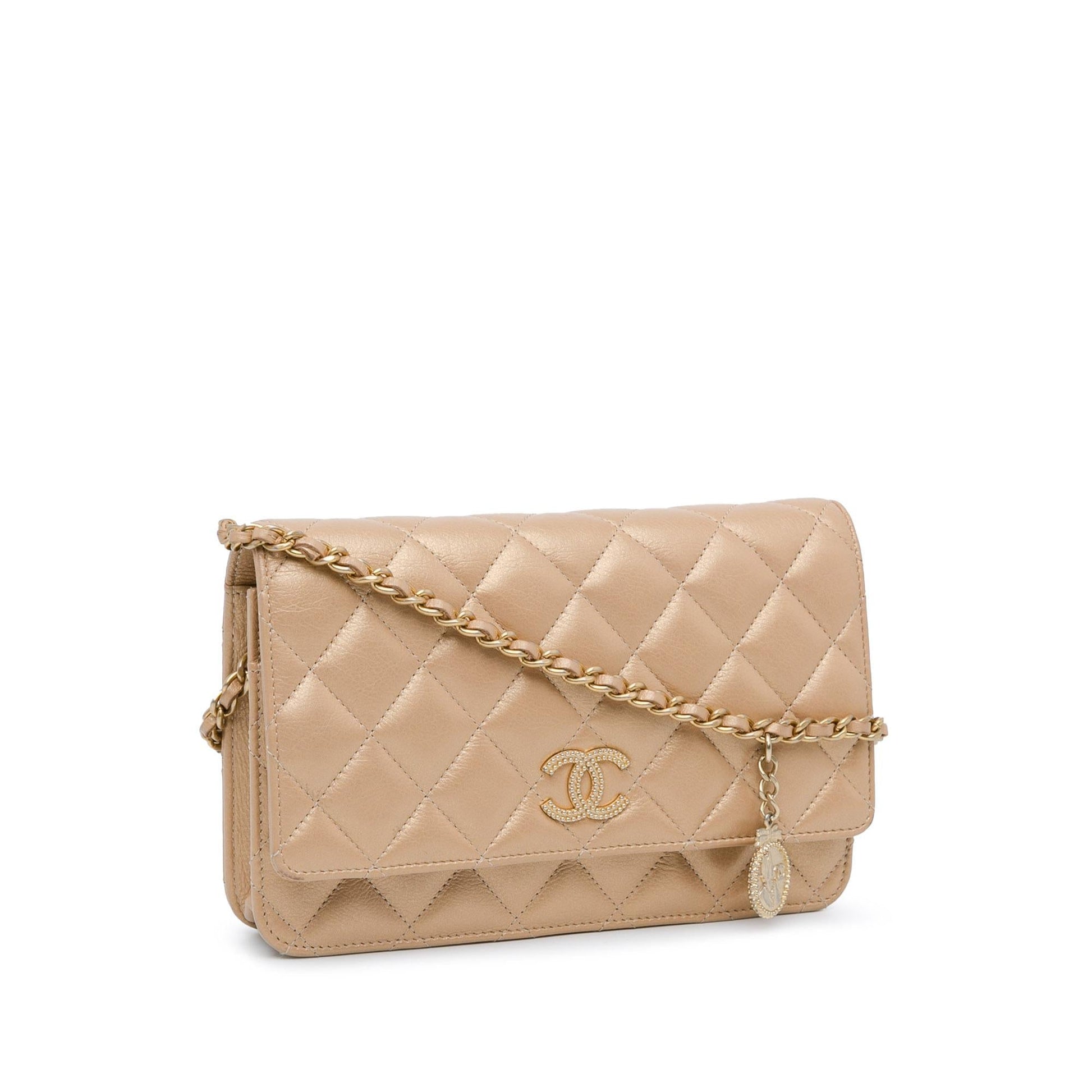Chanel CC Quilted Lambskin Coin Charm on Key Chain