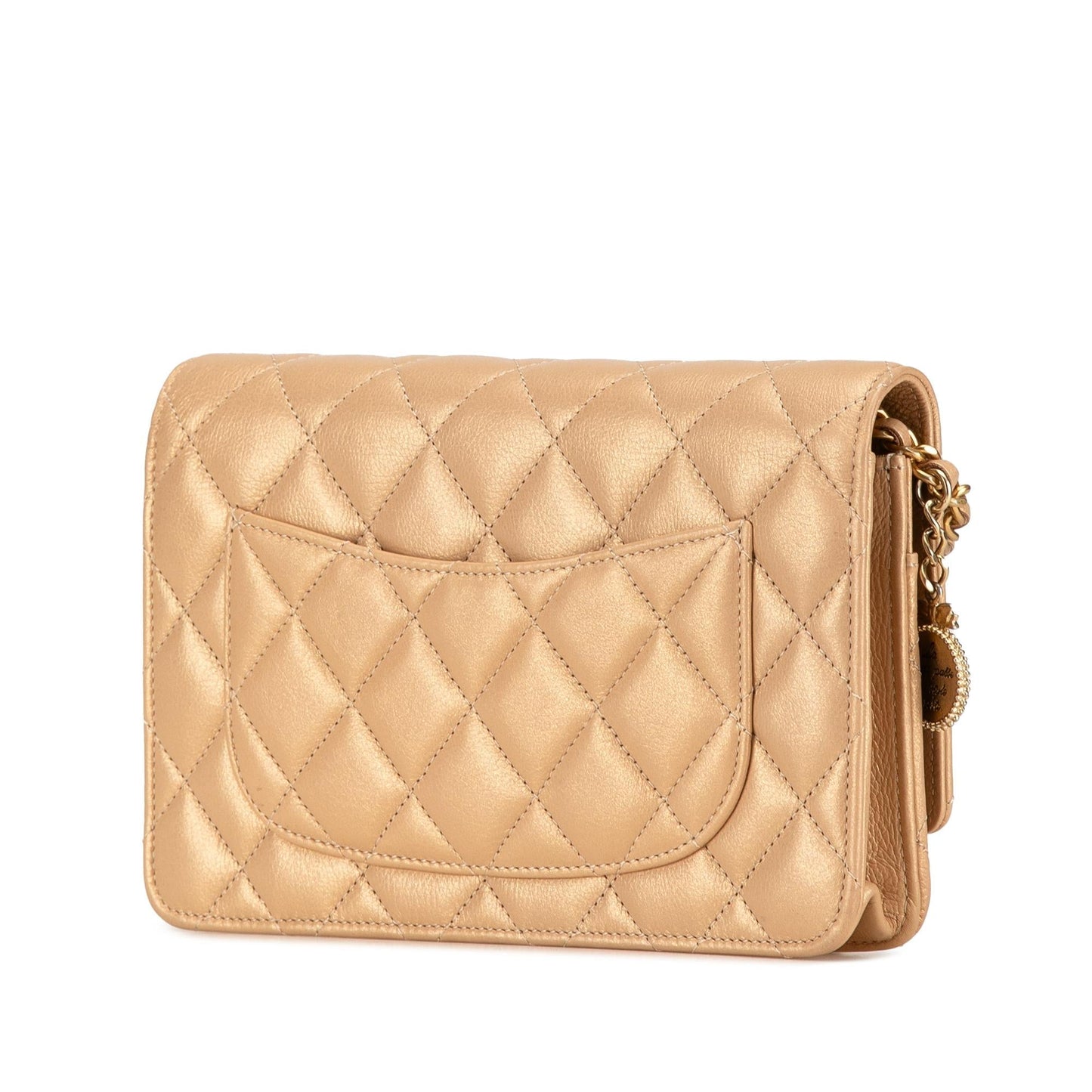 Chanel CC Quilted Lambskin Coin Charm on Key Chain