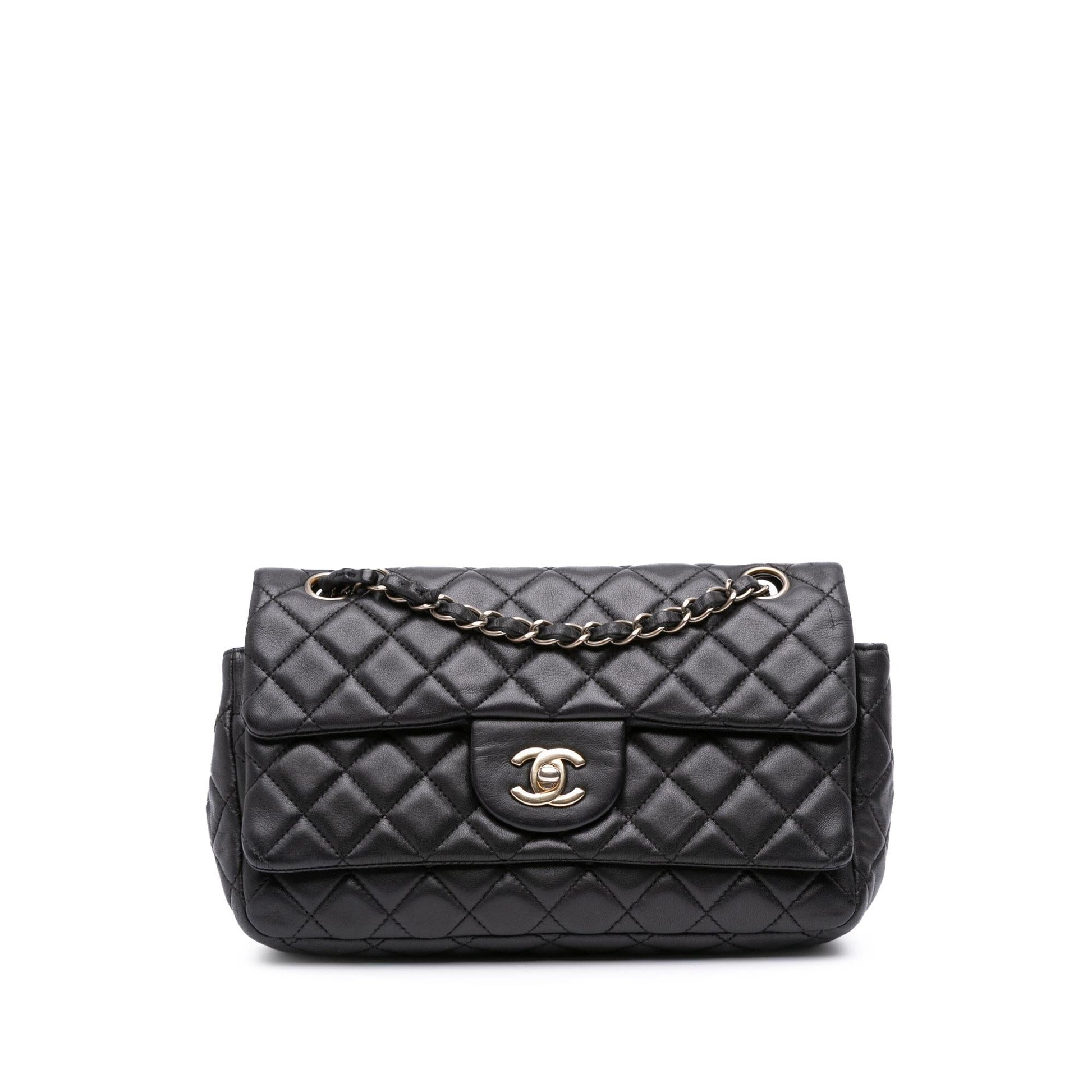 Chanel CC Quilted Lambskin Double Flap Handbag Flap 2