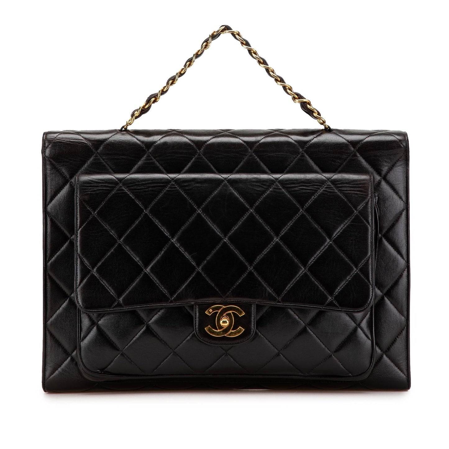 Chanel CC Quilted Lambskin Double Sided Flap Handbag Flap 1