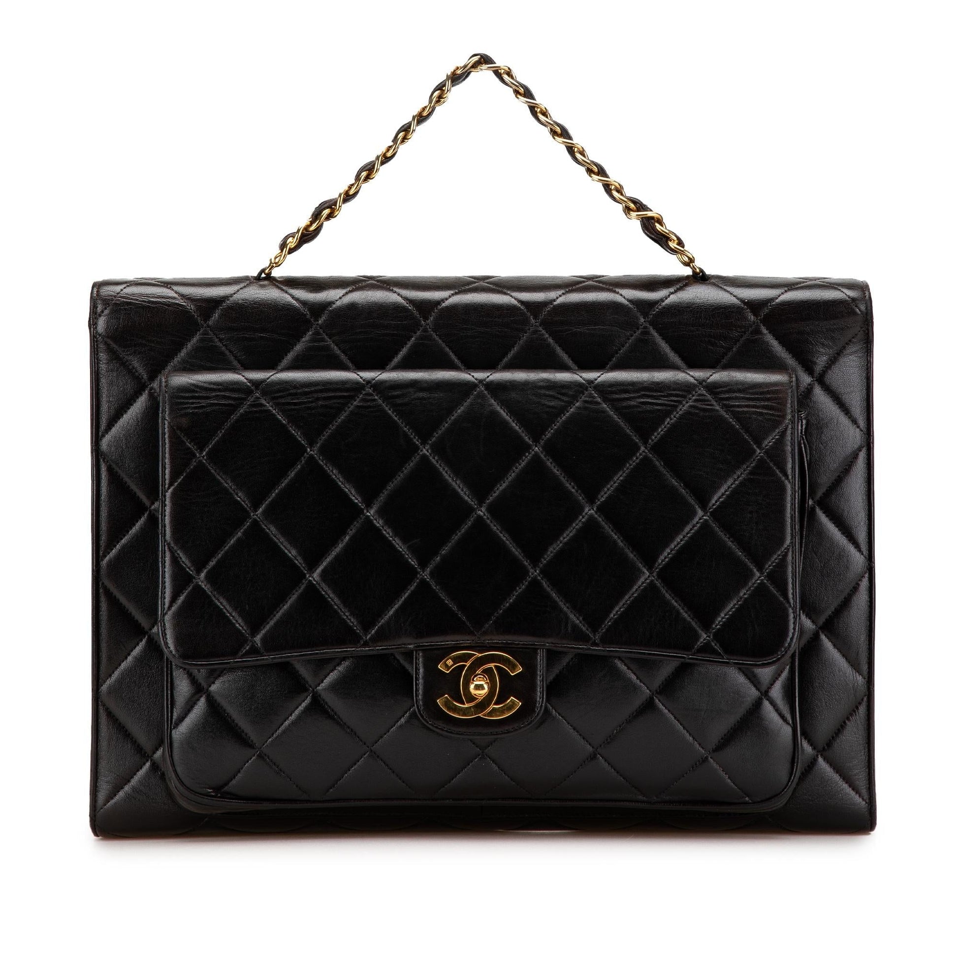 Chanel CC Quilted Lambskin Double Sided Flap Handbag Flap 1