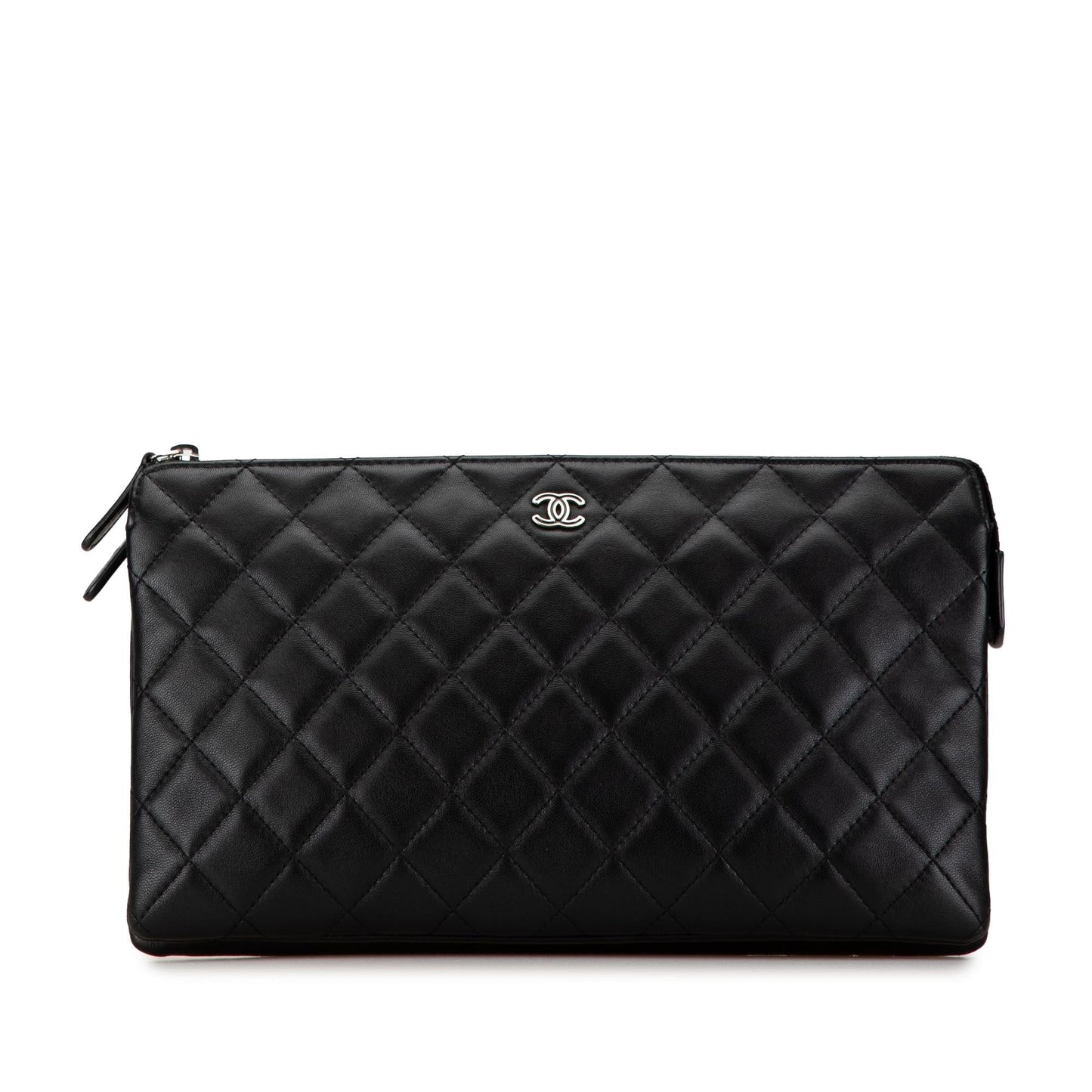 Chanel CC Quilted Lambskin Double Zip SHG-9zutGz Clutch Bag