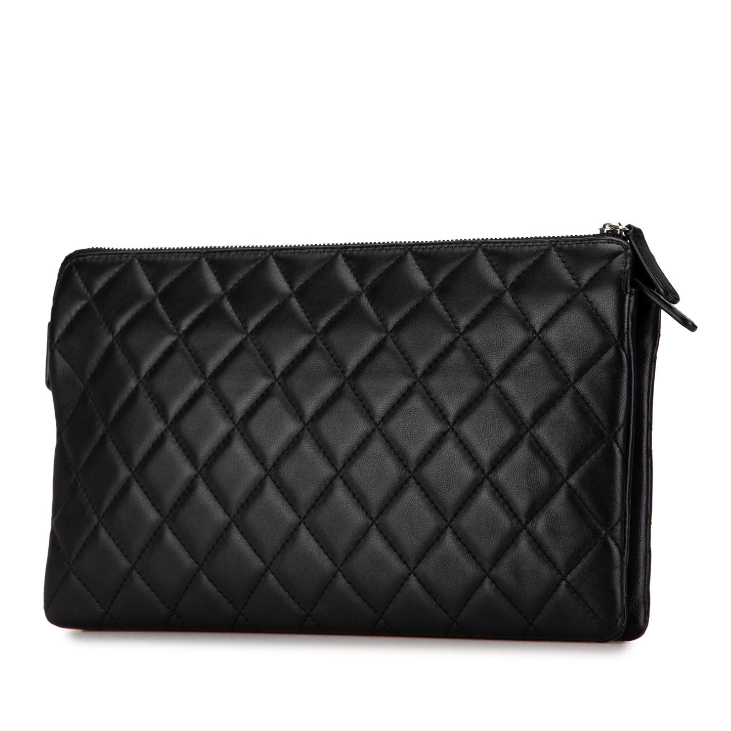 Chanel CC Quilted Lambskin Double Zip SHG-9zutGz Clutch Bag