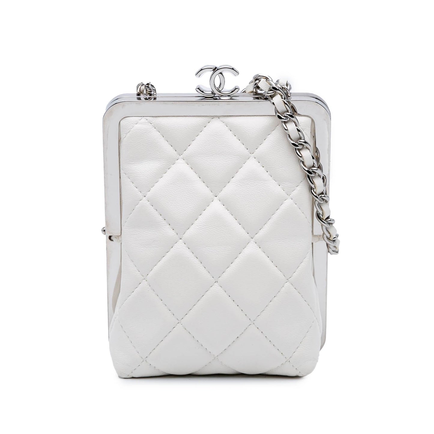 Chanel CC Quilted Lambskin Evening Clutch Bag