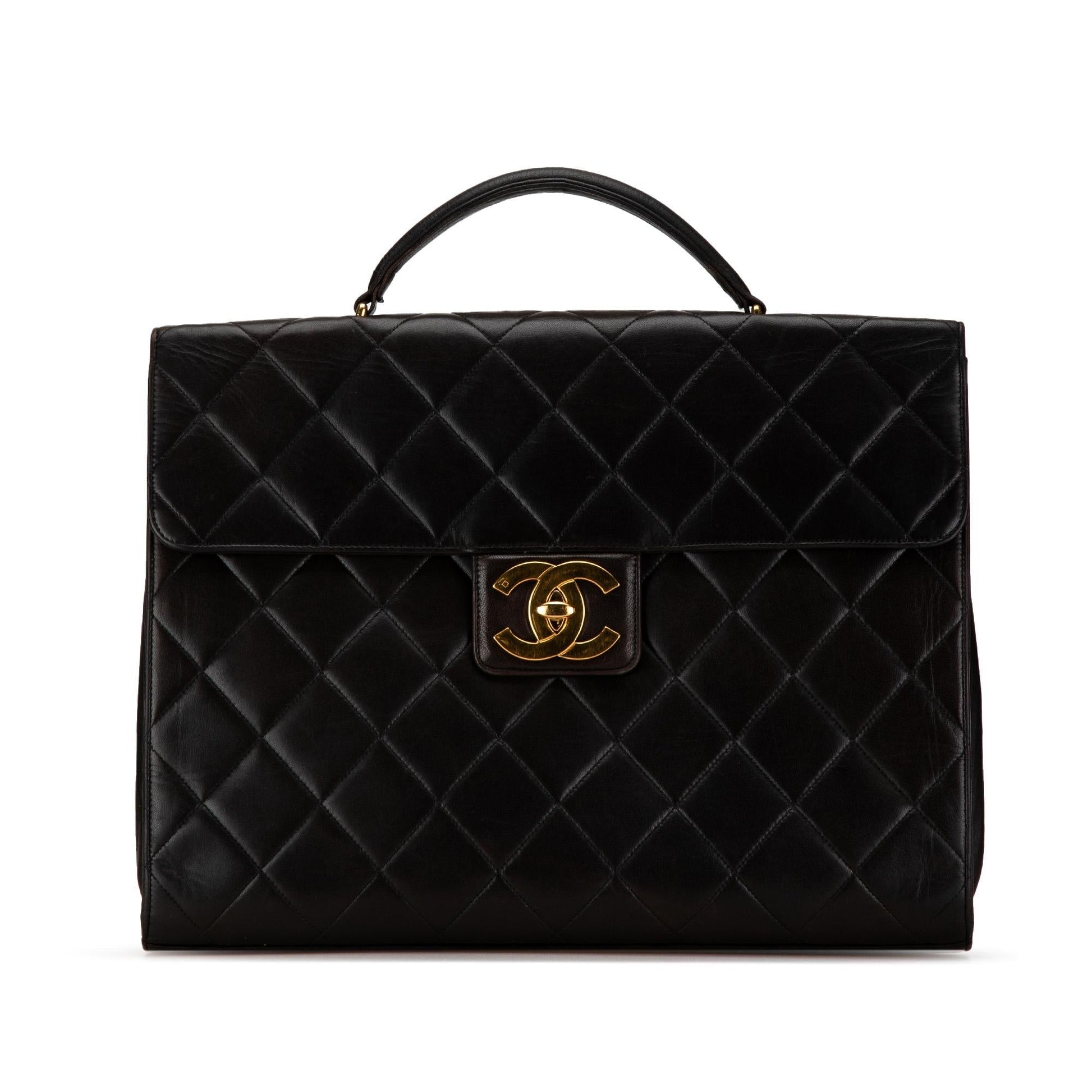 Chanel CC Quilted Lambskin Flap Briefcase SHG-q0A6fi Handbag