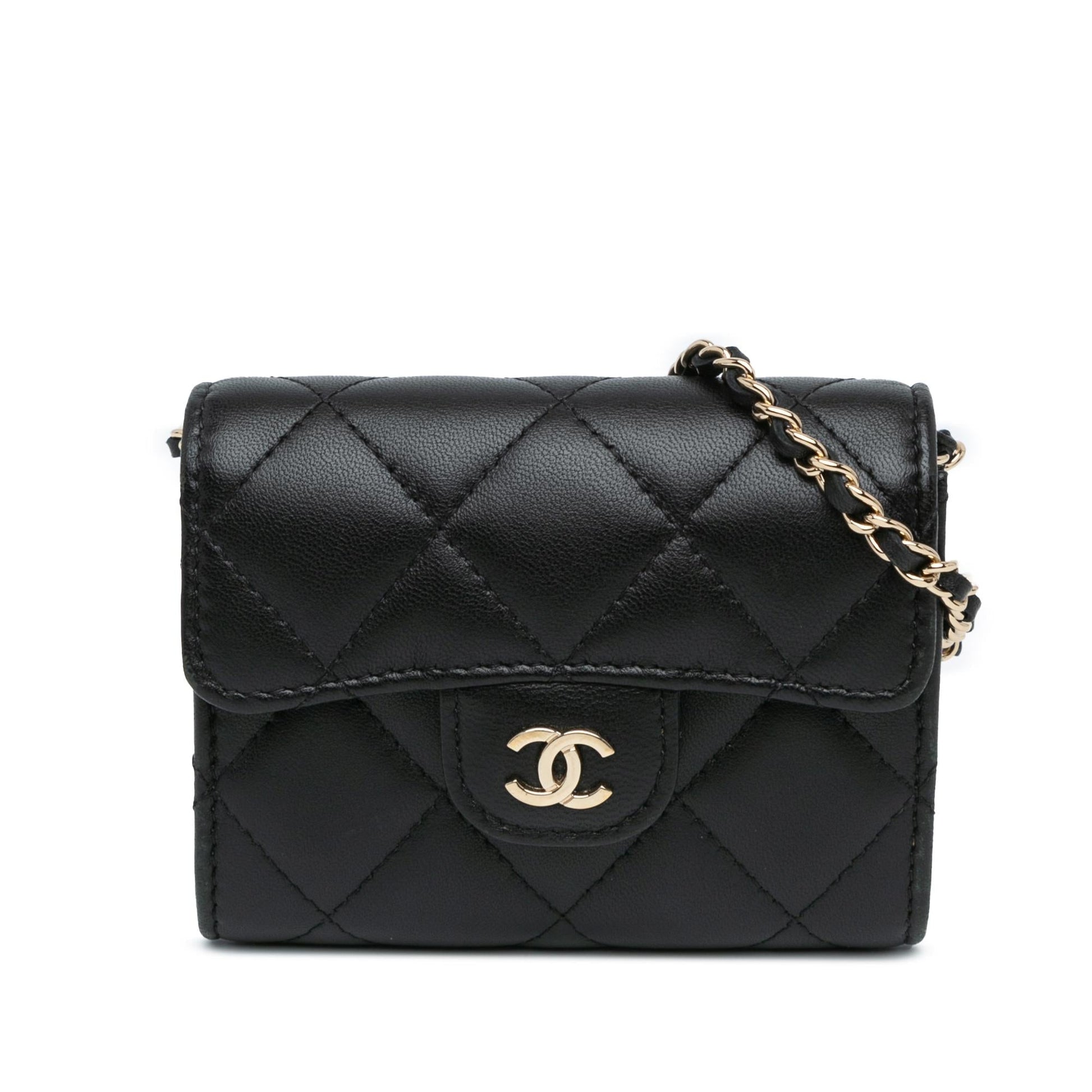 Chanel CC Quilted Lambskin Flap Card Holder Wallet Case