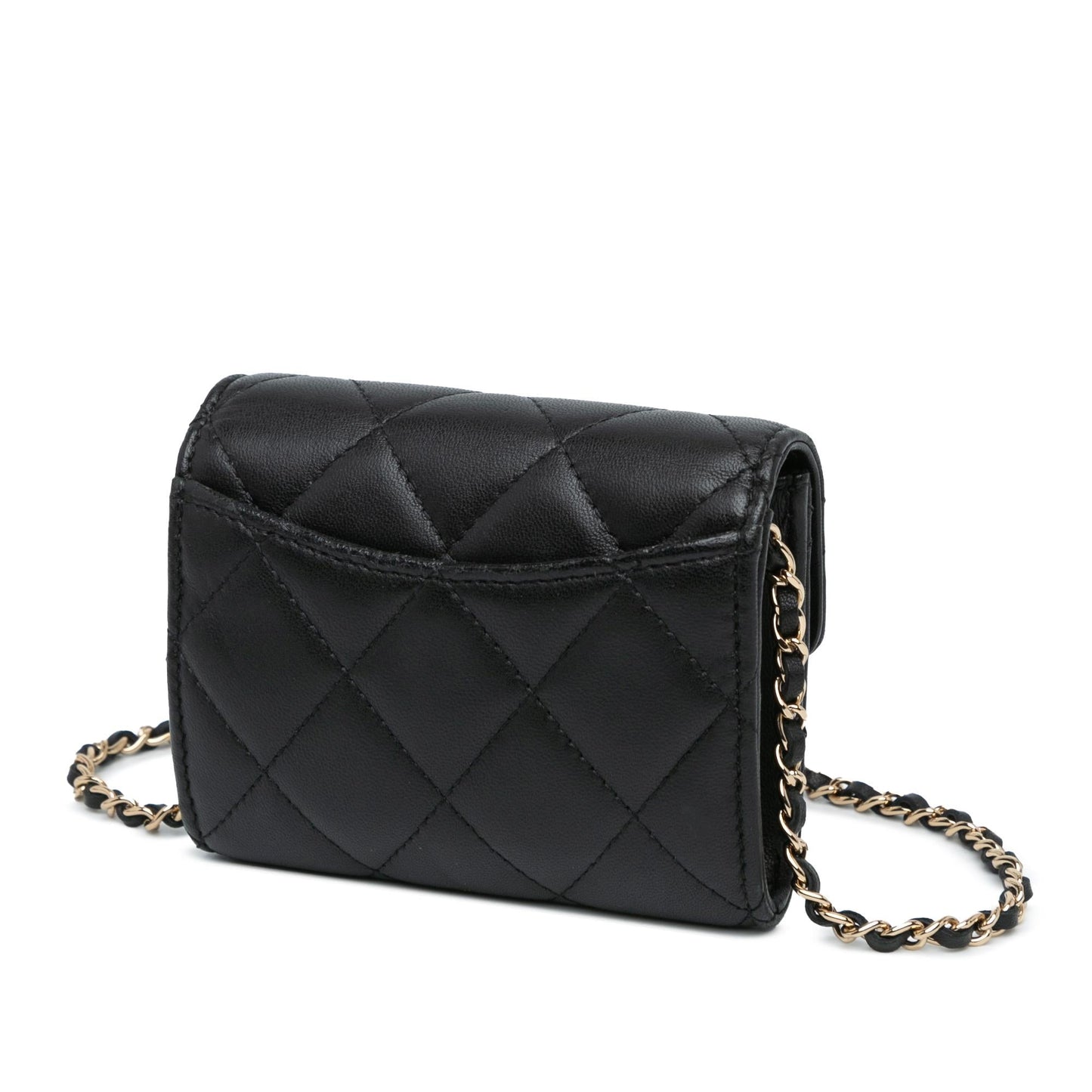 Chanel CC Quilted Lambskin Flap Card Holder Wallet Case