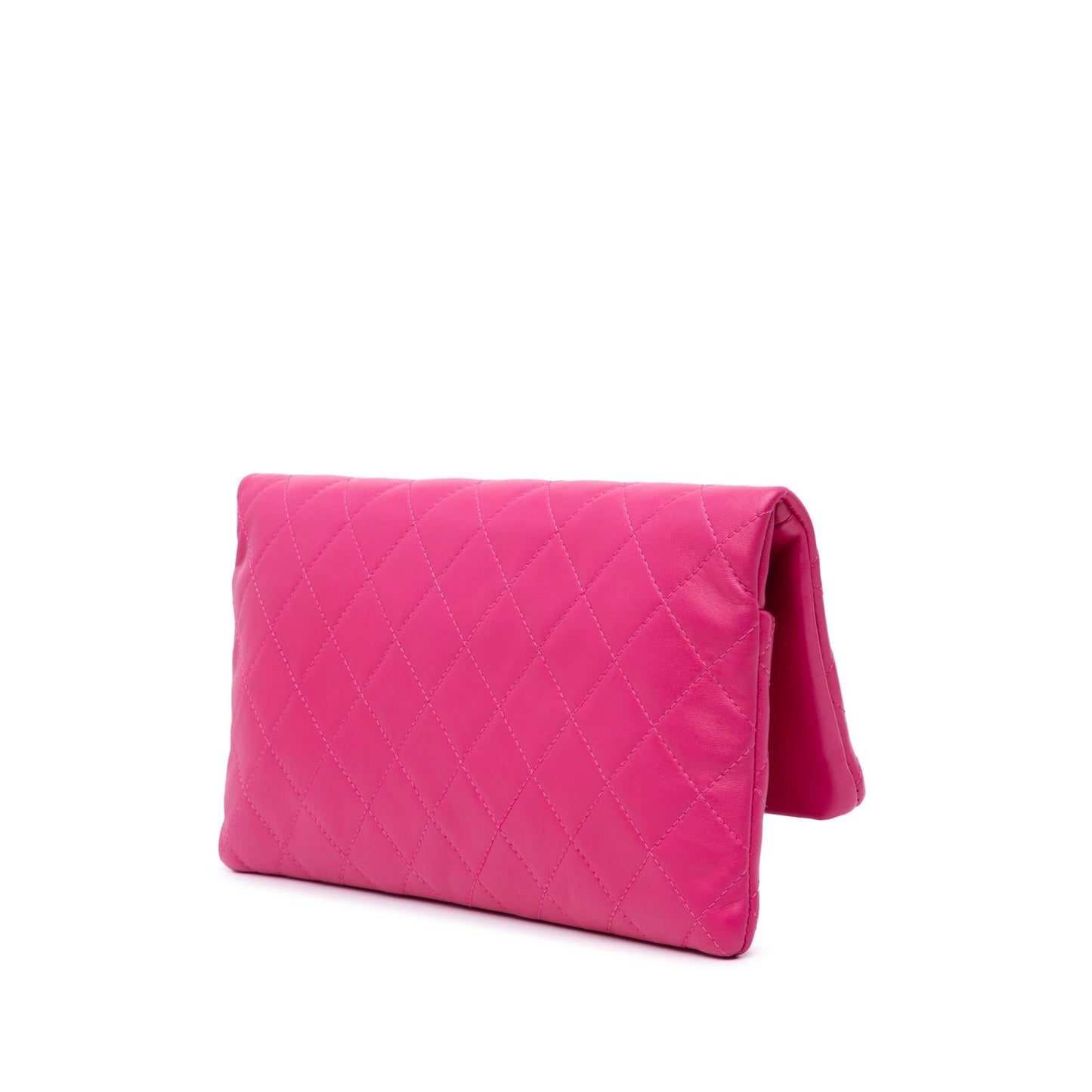 Chanel CC Quilted Lambskin Foldover Clutch Bag