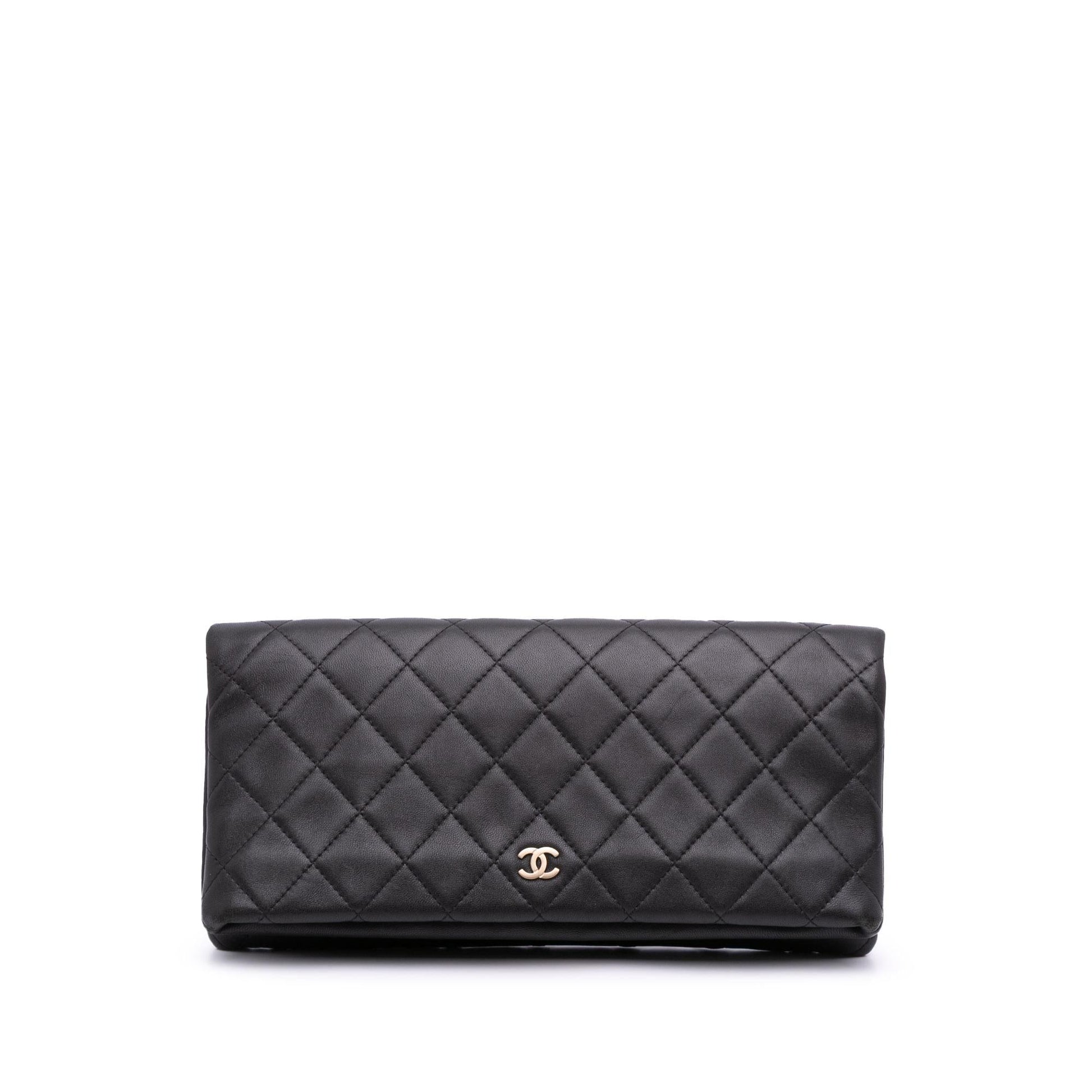 Chanel CC Quilted Lambskin Foldover Clutch Bag Clutch 1