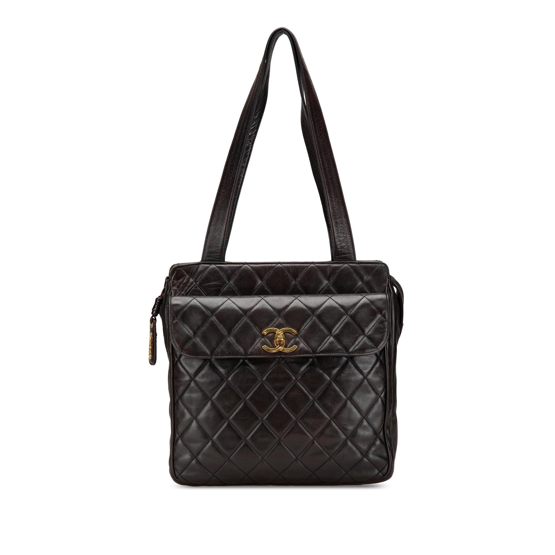 Chanel CC Quilted Lambskin Front Pocket Tote Bag