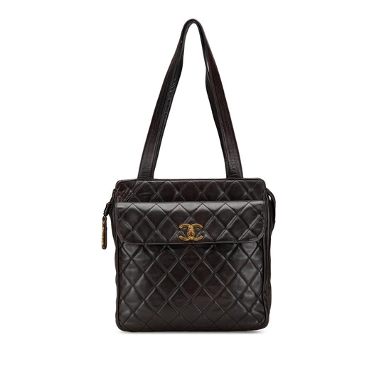Chanel CC Quilted Lambskin Front Pocket Tote Bag