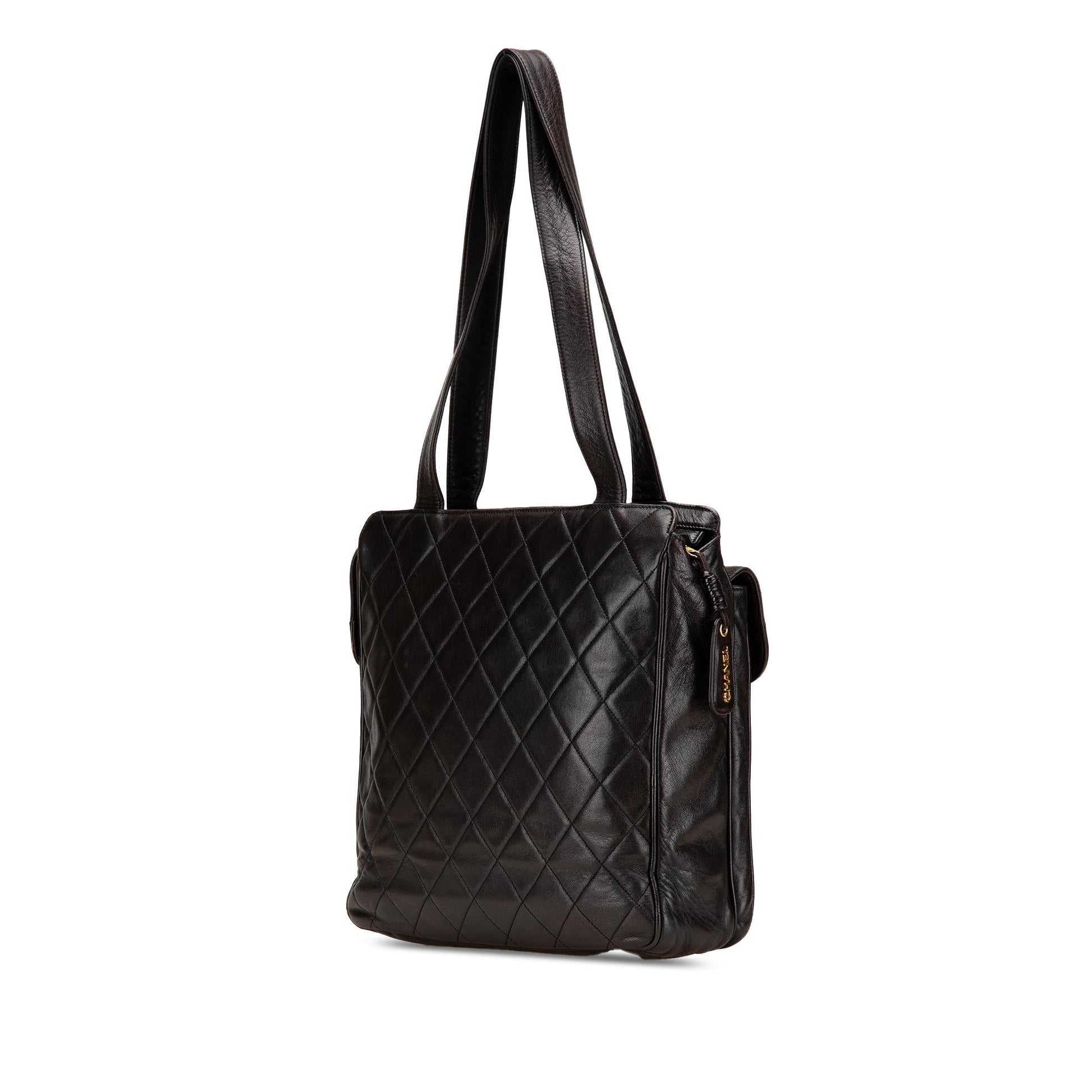 Chanel CC Quilted Lambskin Front Pocket Tote Bag