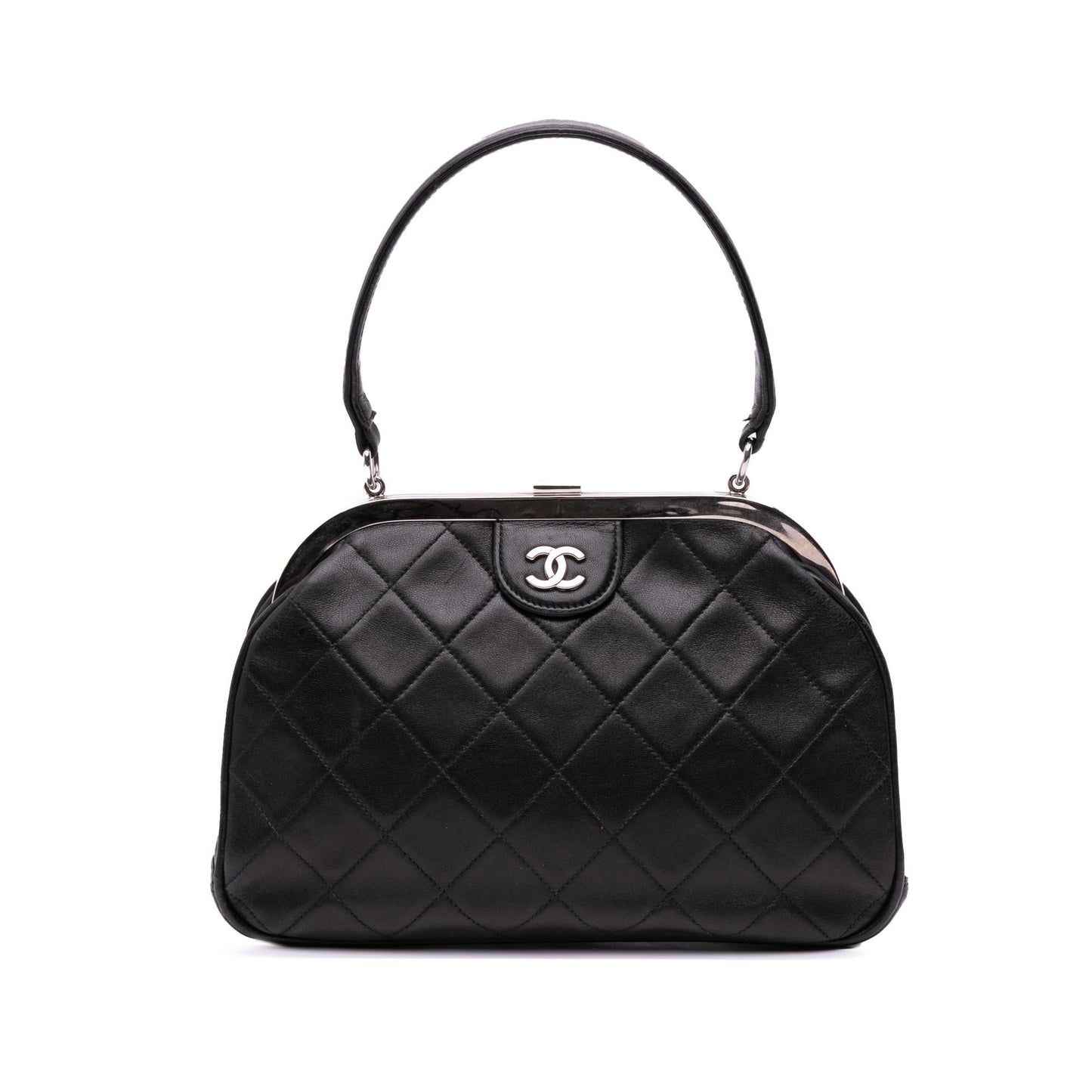 Chanel CC Quilted Lambskin Kiss Frame Top Lock Handbag