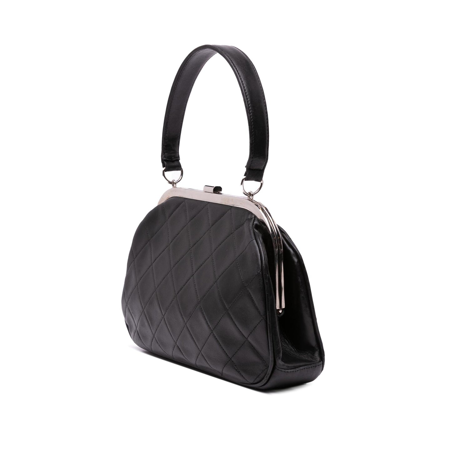 Chanel CC Quilted Lambskin Kiss Frame Top Lock Handbag