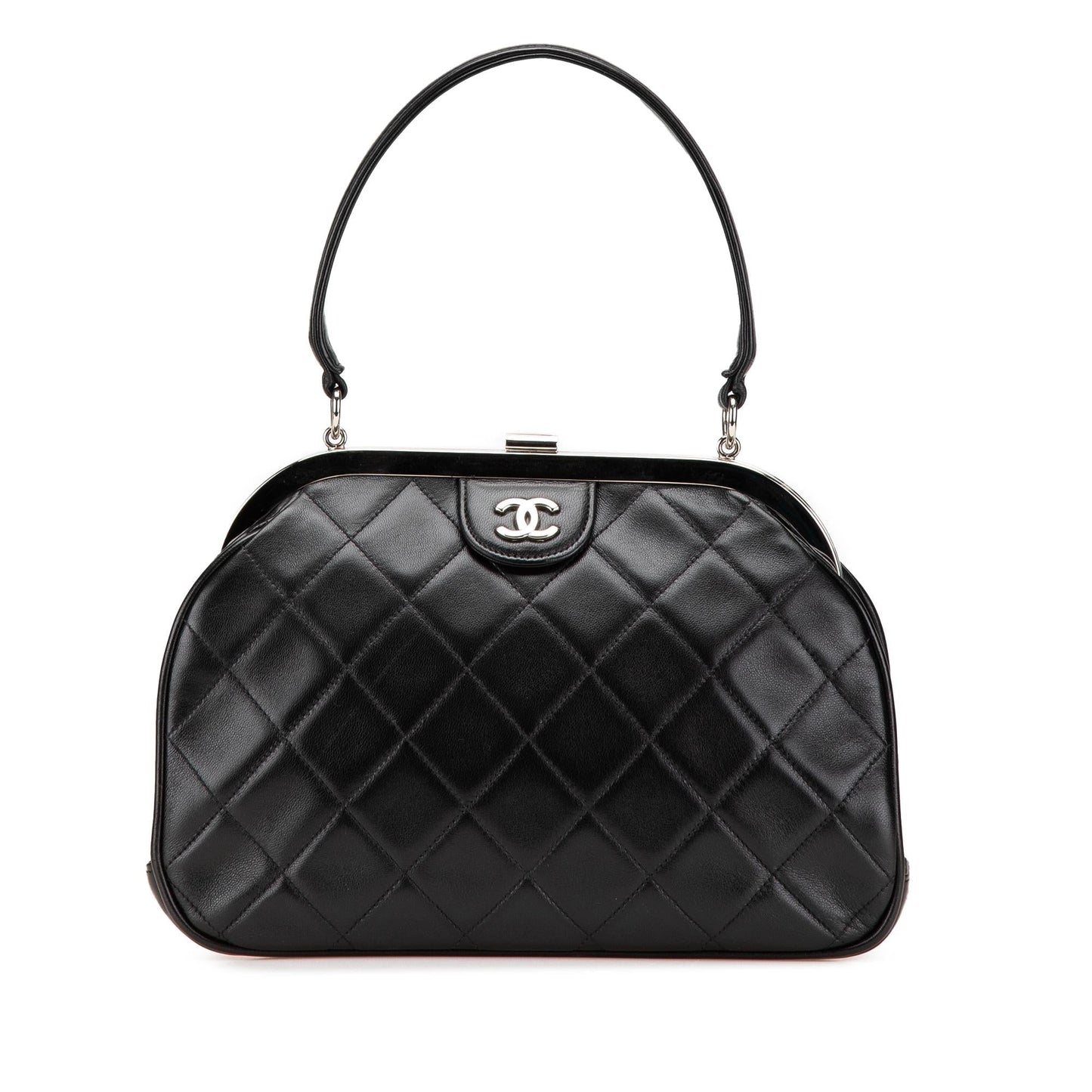 Chanel CC Quilted Lambskin Kiss Frame Top Lock Handbag Bag 1